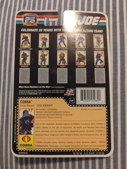 2007 MOC GI Joe 25th Anniversary Cobra Trooper Hasbro Action Figure Foil Card FRENLY BRICKS - Open 7 Days