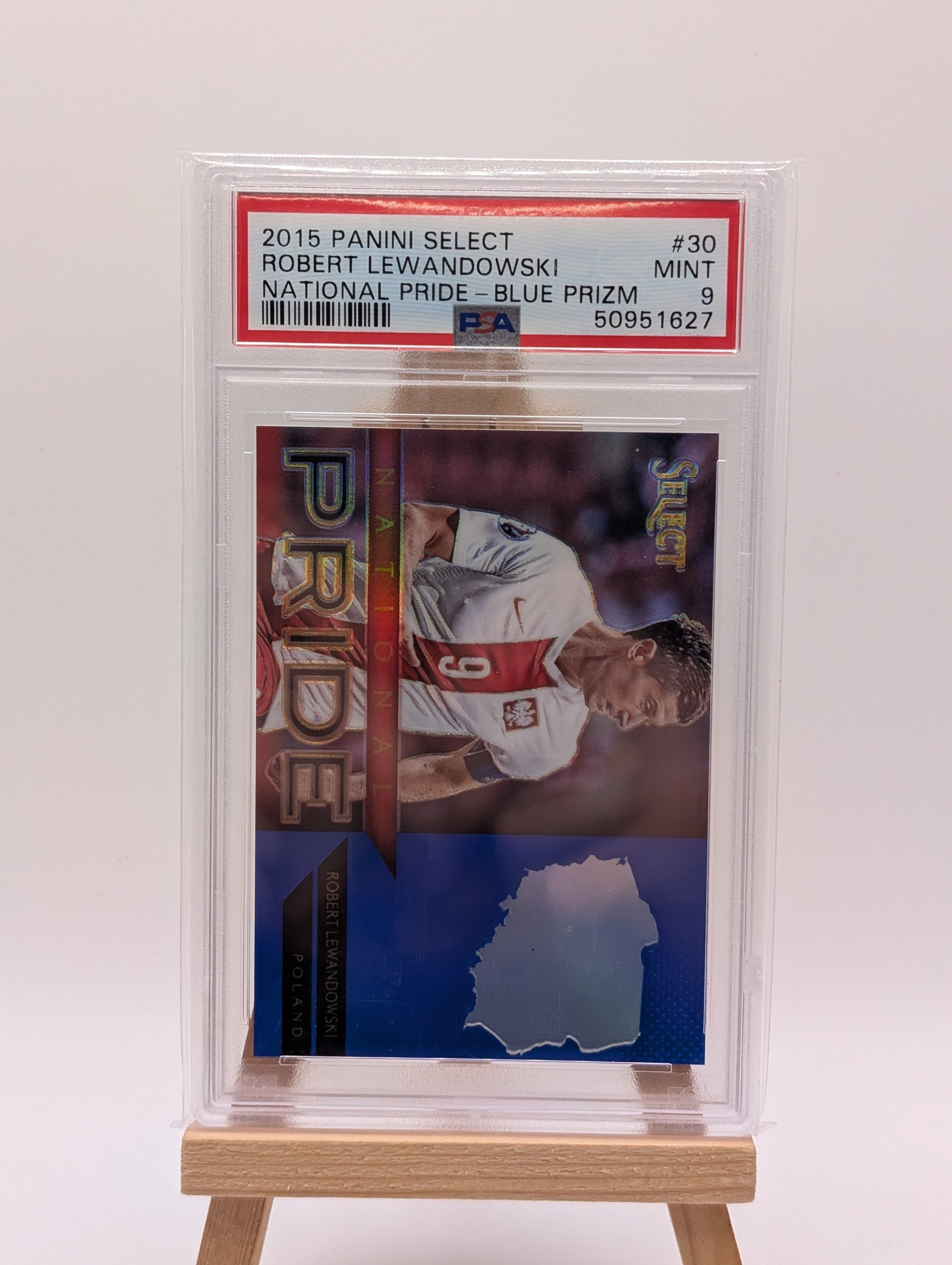 ROBERT LEWANDOWSKI 2015-16 PANINI SELECT NATIONAL PRIDE BLUE PRIZMS /299 PSA 9 FRENLY BRICKS - Open 7 Days