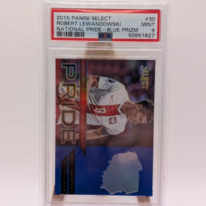 ROBERT LEWANDOWSKI 2015-16 PANINI SELECT NATIONAL PRIDE BLUE PRIZMS /299 PSA 9 FRENLY BRICKS - Open 7 Days