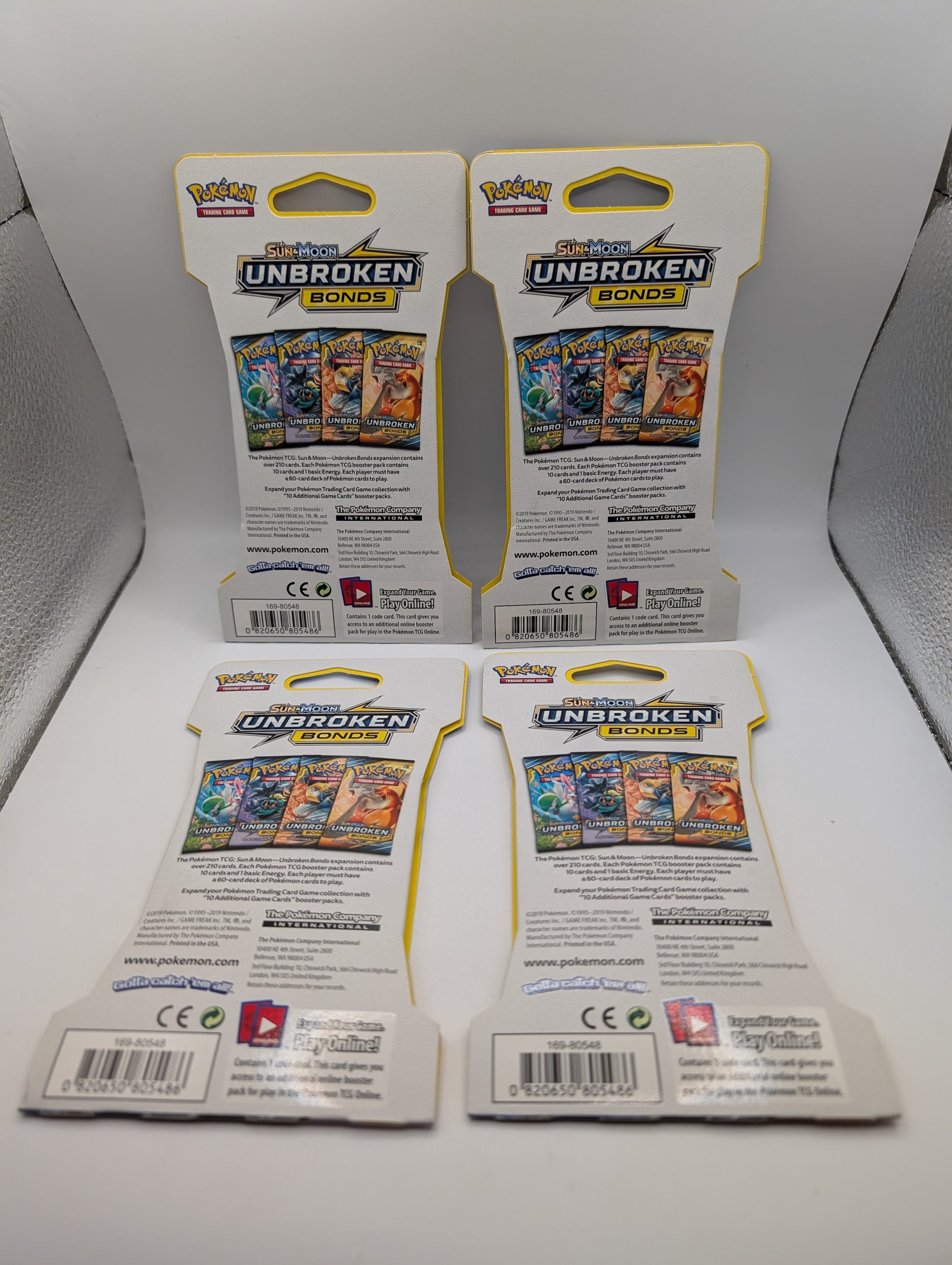 Art Set of 4 Blister Sealed Booster Packs: Pokemon SM unbroken Bonds Cards ENG FRENLY BRICKS - Open 7 Days