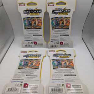 Art Set of 4 Blister Sealed Booster Packs: Pokemon SM unbroken Bonds Cards ENG FRENLY BRICKS - Open 7 Days