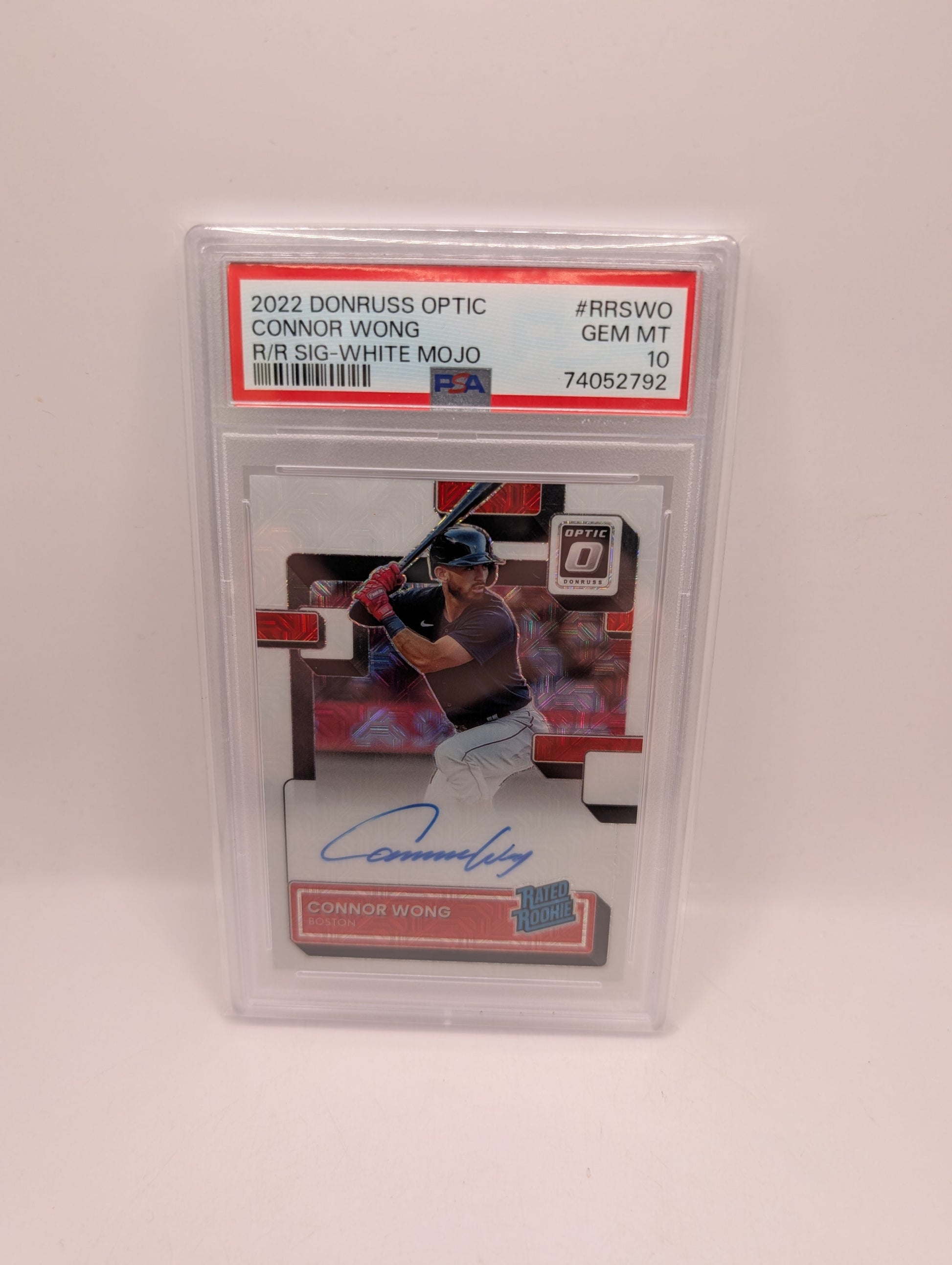 CONNOR WONG RATED ROOKIE AUTO /99 2022 Panini Donruss Optic White Mojo Red Sox PSA 10 FRENLY BRICKS - Open 7 Days