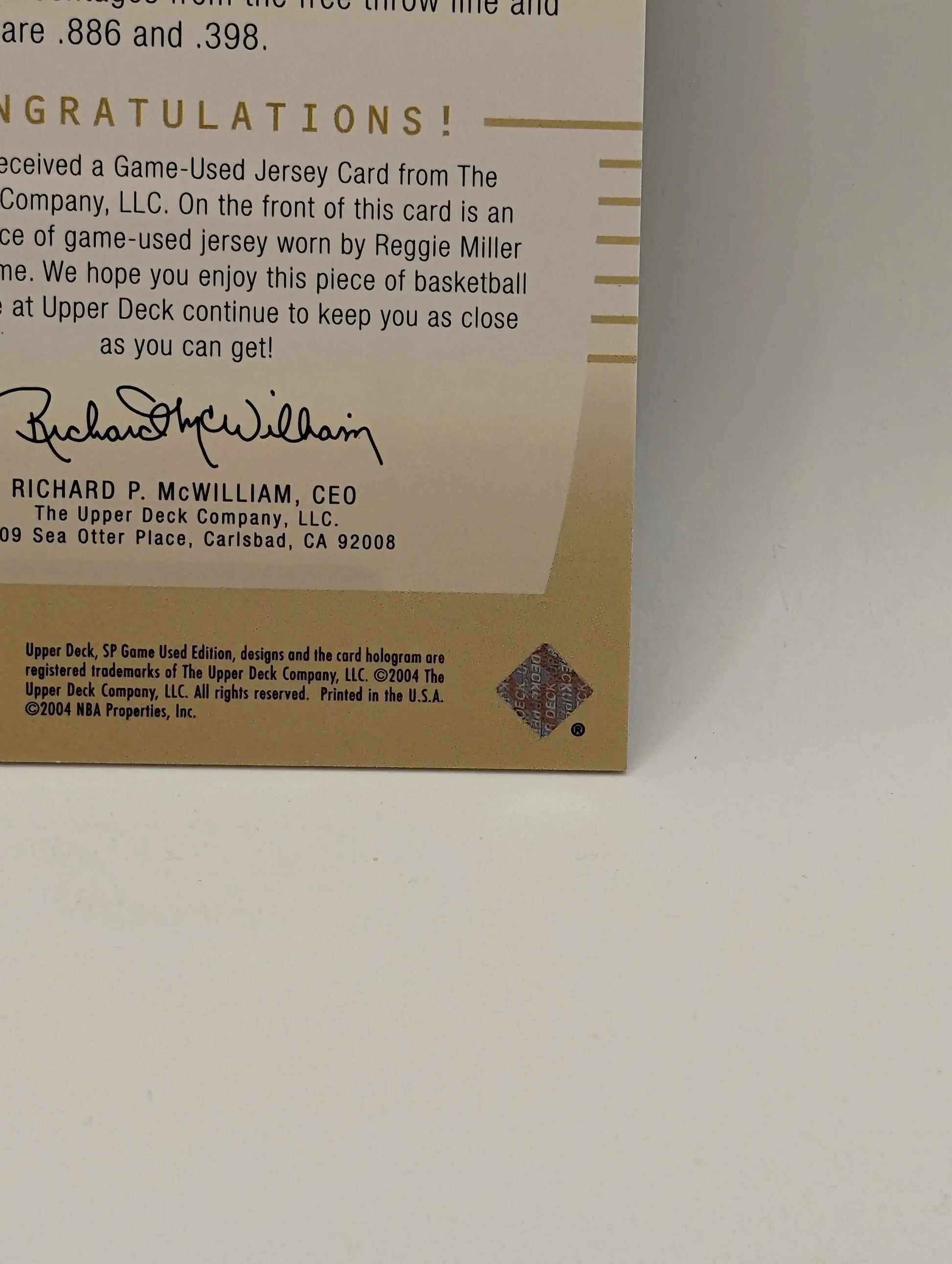 2004-05 SP Game Used Edition Basketball Authentic Fabrics Reggie Miller #AF-RM FRENLY BRICKS - Open 7 Days