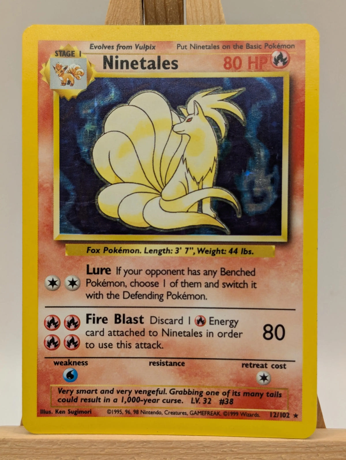 Pokémon TCG Ninetales Base Set 12/102 Holo Unlimited Holo Rare MP FRENLY BRICKS - Open 7 Days image 2