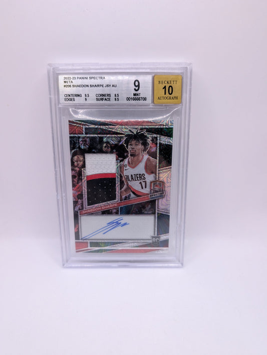 2022-23 Panini Spectra - Rookie Jersey Autographs  #206 Shaedon Sharpe /25 Bgs 9 FRENLY BRICKS - Open 7 Days