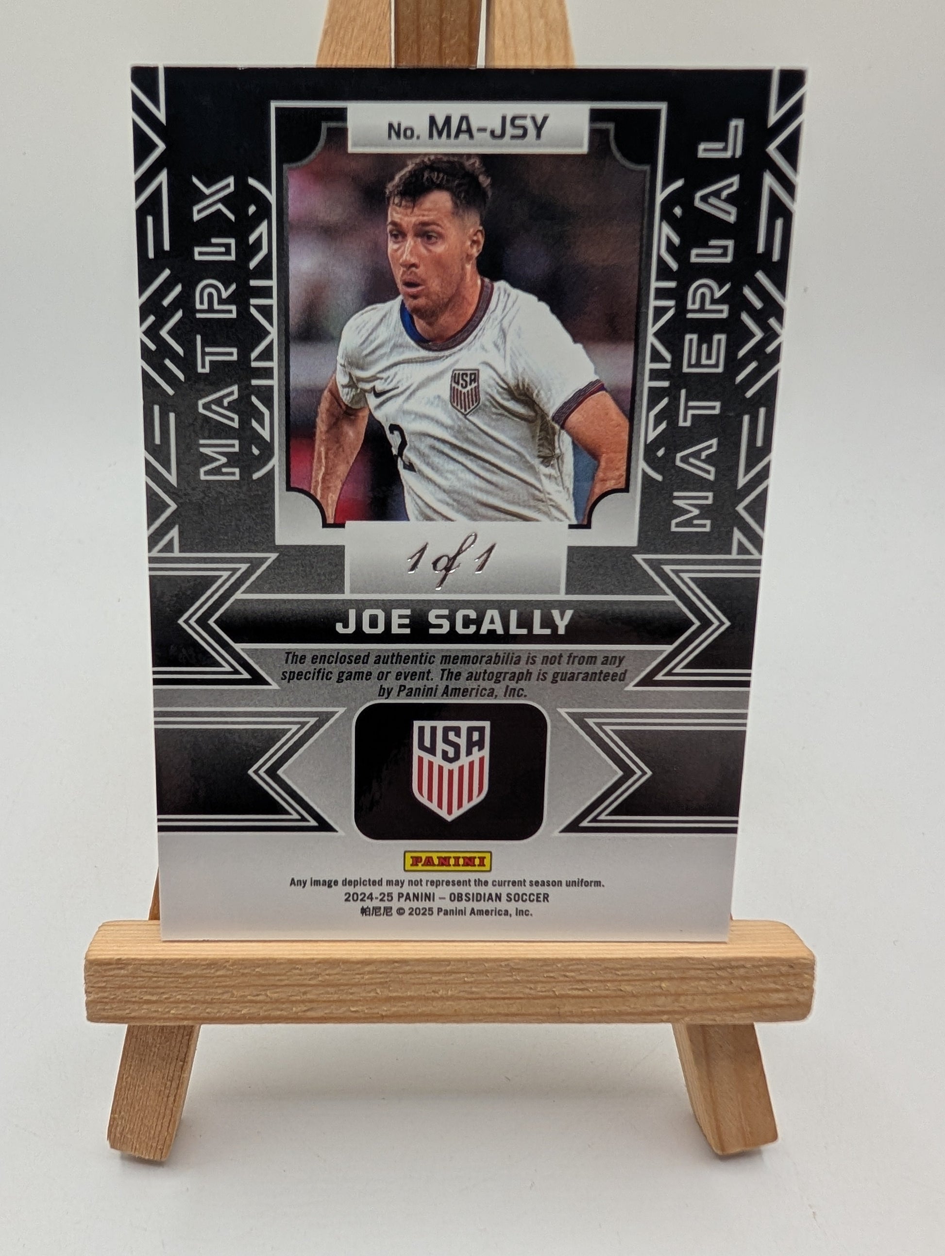 2024-25 Panini Obsidian Soccer JOE SCALLY 1/1 One of One Auto Patch USA US FRENLY BRICKS - Open 7 Days