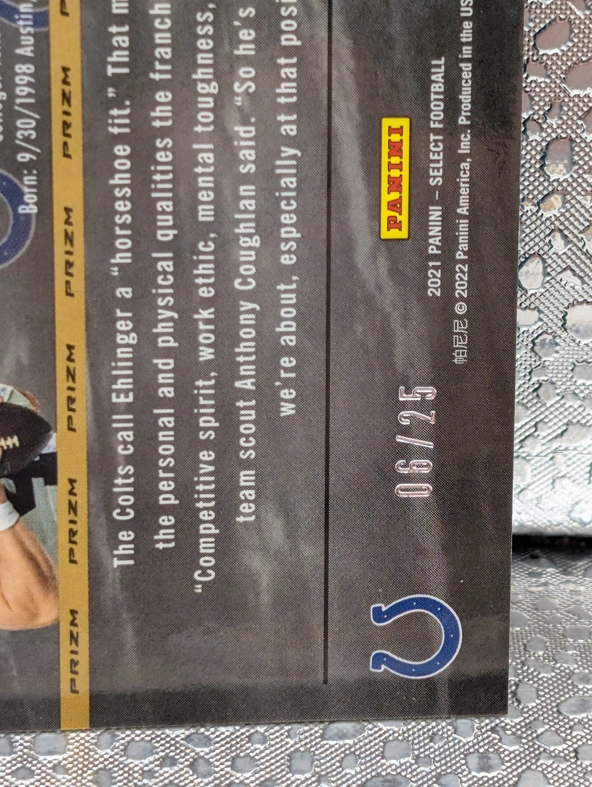 2021 Panini Select Football Sam Ehlinger Certified RC #SCR-25 Colts FRENLY BRICKS - Open 7 Days