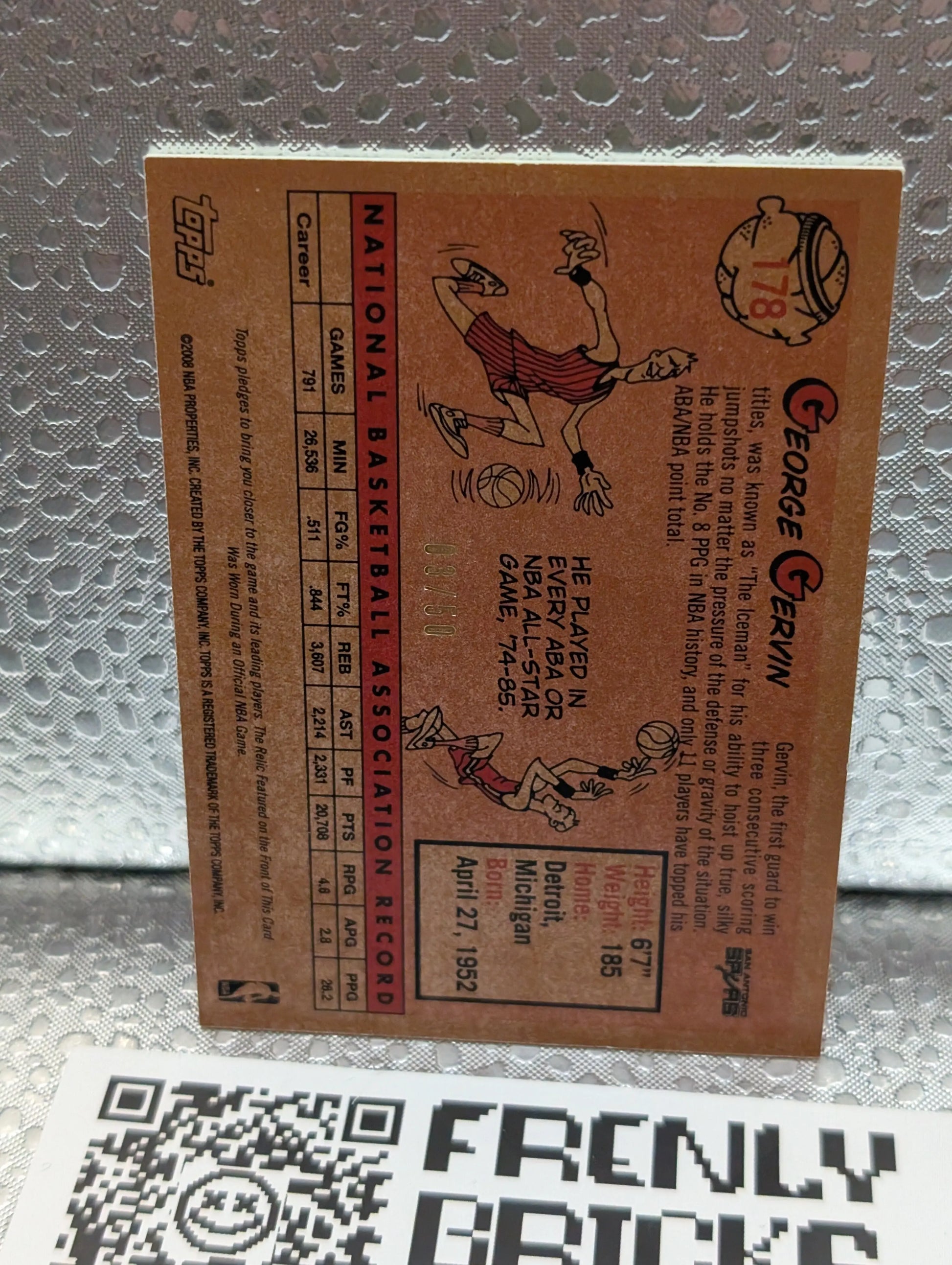 2008-09 Topps 1958-59 Variations Relics Gold George Gervin #178 /50 FRENLY BRICKS - Open 7 Days