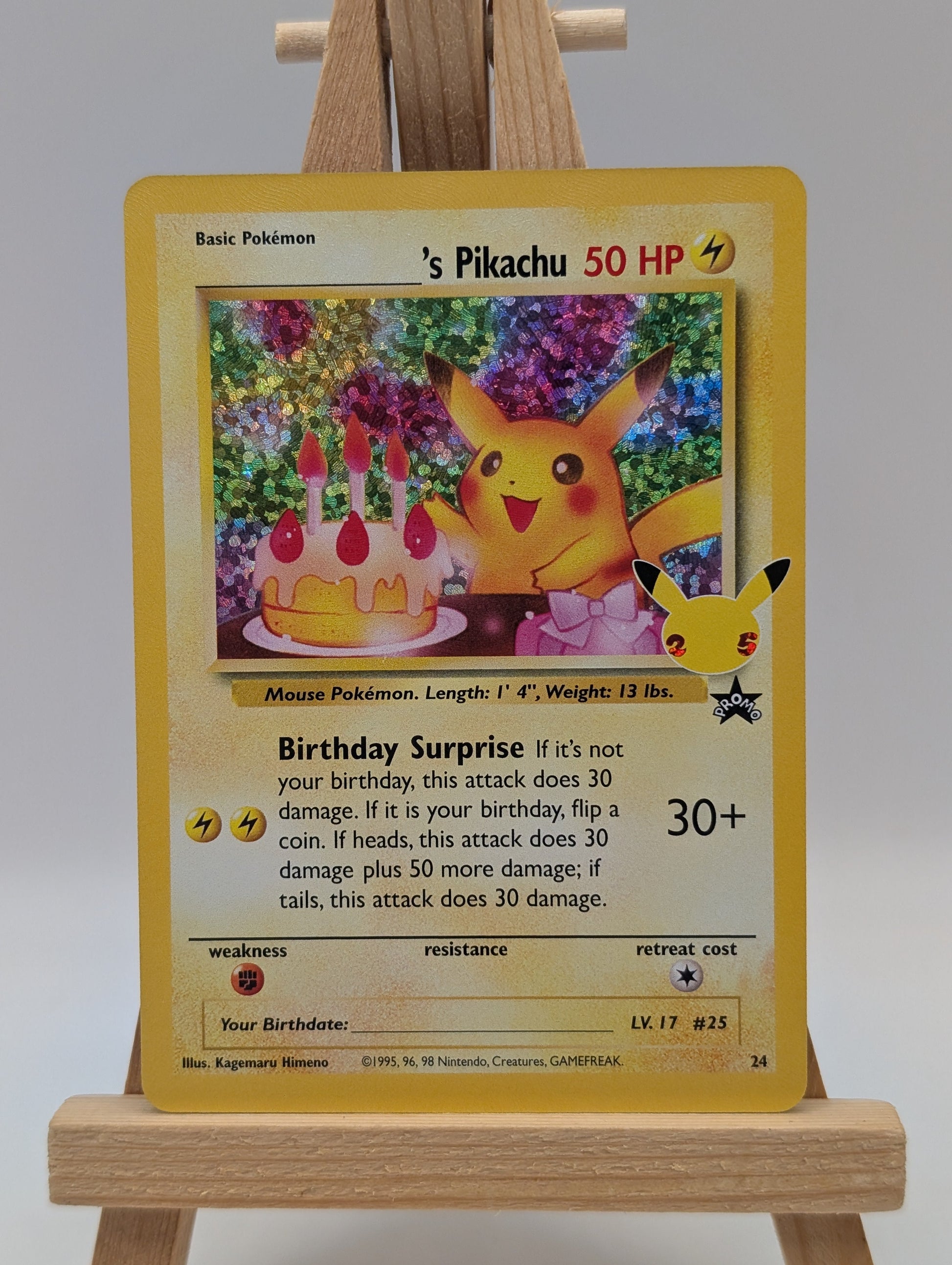 Pokémon TCG Pikachu (Birthday Pikachu) Celebrations #24 Holo 25th Anniversary FRENLY BRICKS - Open 7 Days