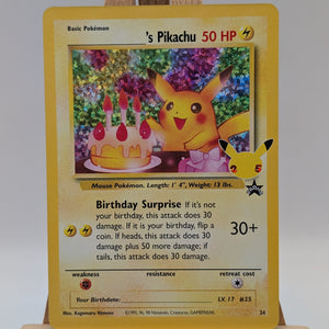 Pokémon TCG Pikachu (Birthday Pikachu) Celebrations #24 Holo 25th Anniversary FRENLY BRICKS - Open 7 Days