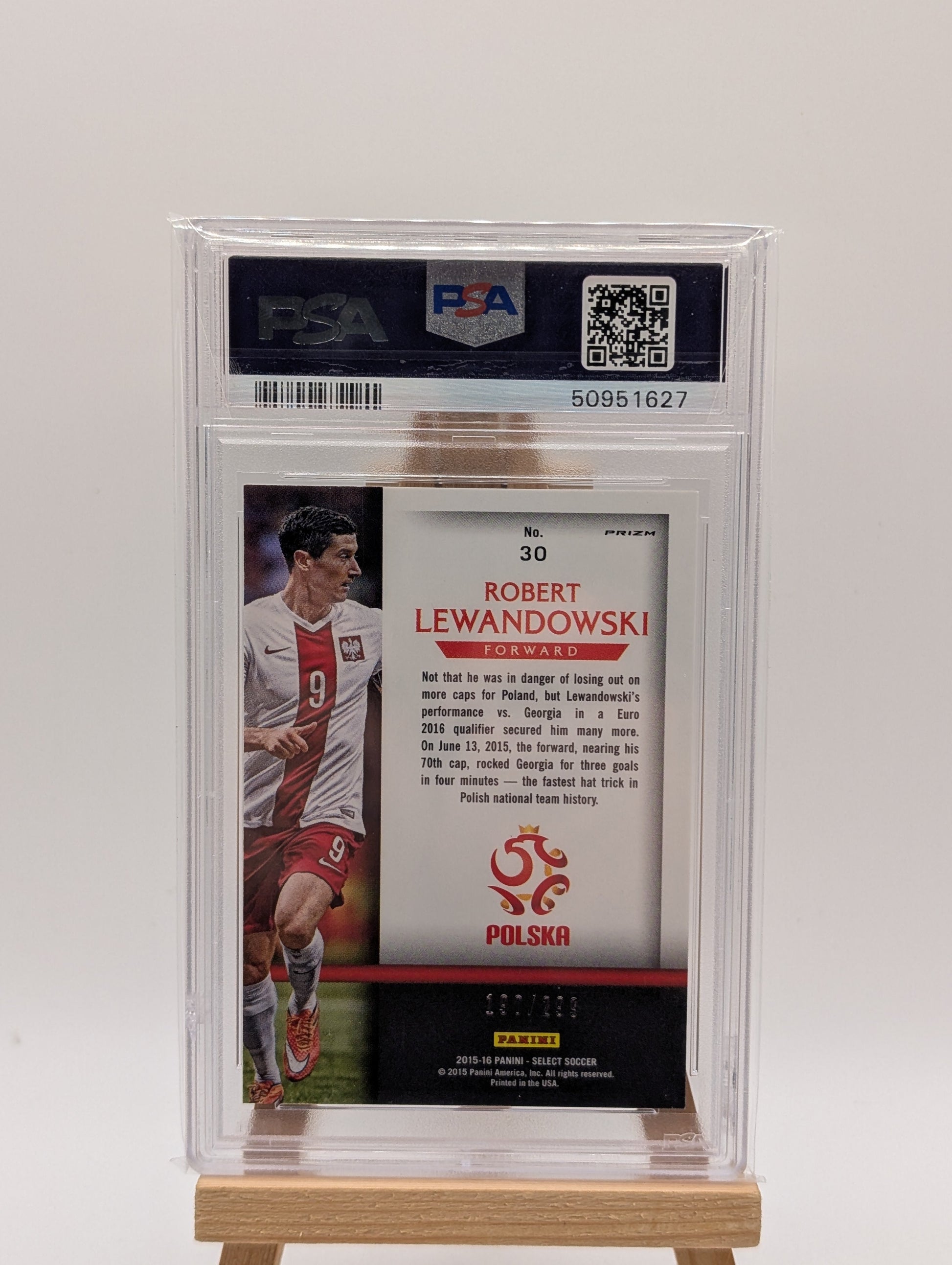 ROBERT LEWANDOWSKI 2015-16 PANINI SELECT NATIONAL PRIDE BLUE PRIZMS /299 PSA 9 FRENLY BRICKS - Open 7 Days