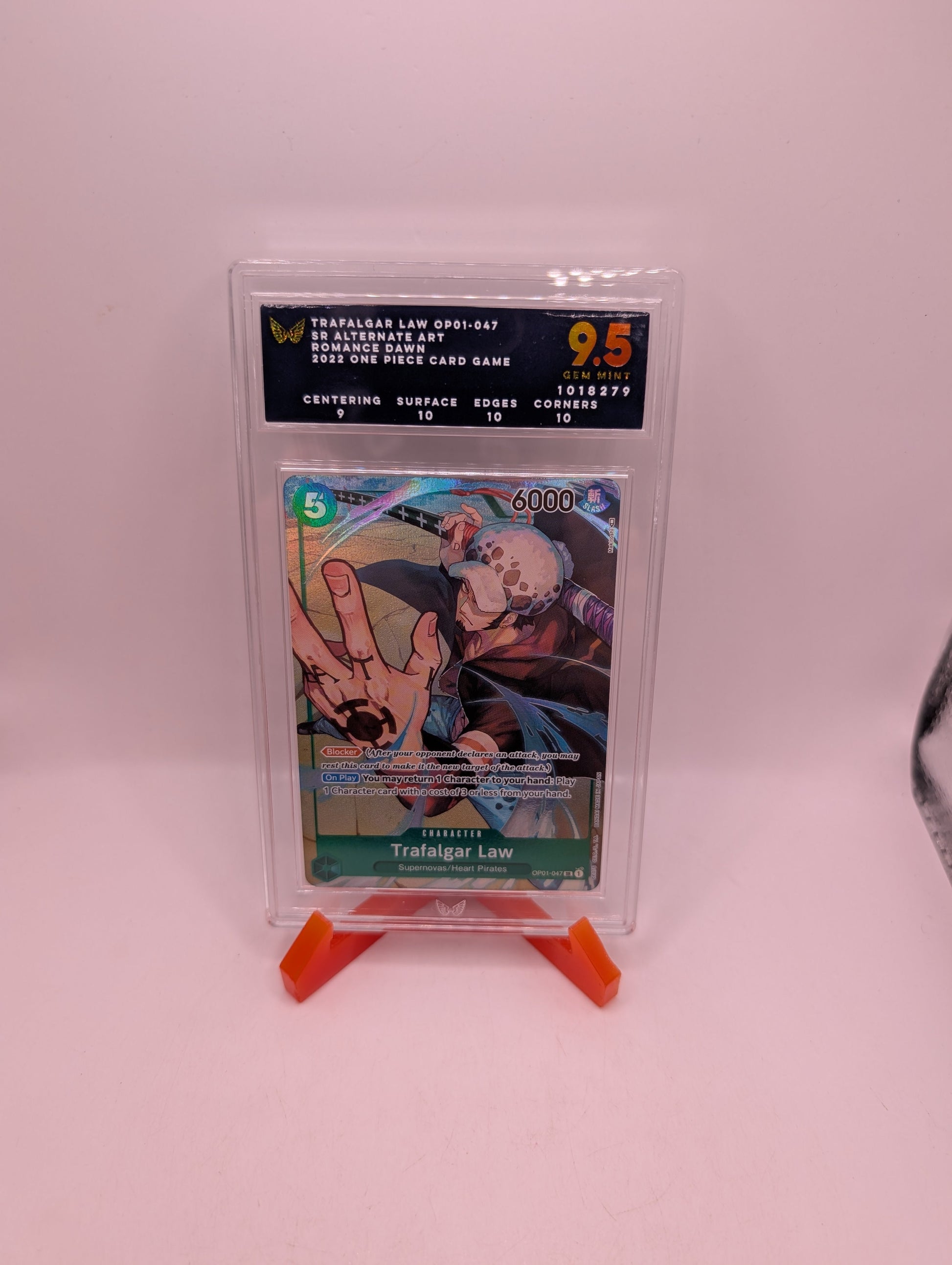One Piece Card Trafalgar Law OP01-047 Alt Art 2022 ARK GRADED 9.5 FRENLY BRICKS - Open 7 Days