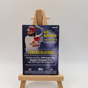 2023 Topps Baby Boomers ALEC BURLESON Rookie Auto #98BB-AB Cardinals FRENLY BRICKS - Open 7 Days