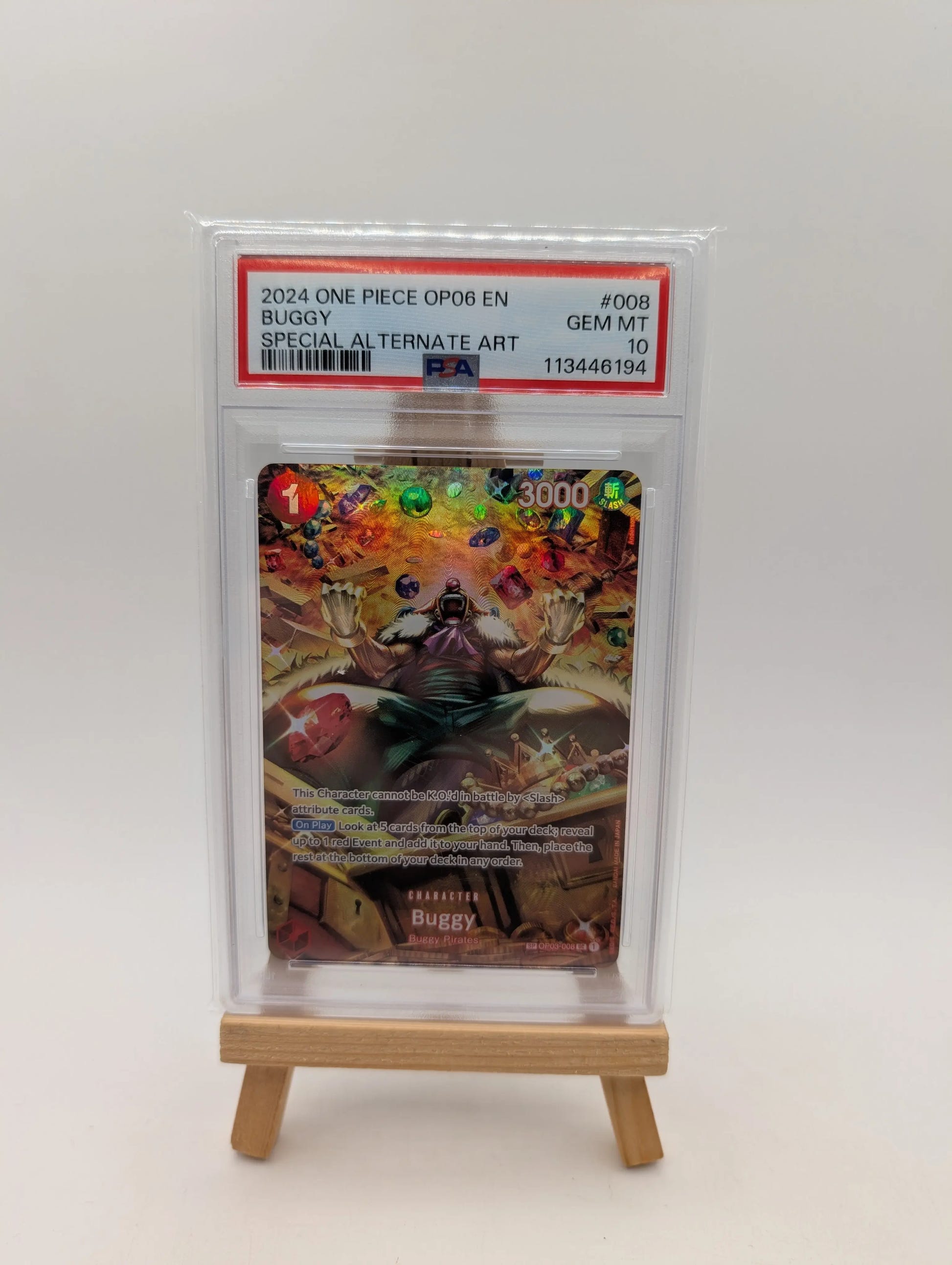One Piece TCG Buggy SP Alt Art OP03-008 Wings of Captain OP06 PSA 10 Gem Mint FRENLY BRICKS - Open 7 Days image 1