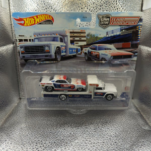 Hot Wheels 72 Plymouth Cuda Snake Funny Car Retro Rig #46 Team Transport White FRENLY BRICKS - Open 7 Days