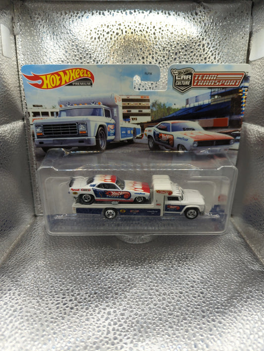 Hot Wheels 72 Plymouth Cuda Snake Funny Car Retro Rig #46 Team Transport White FRENLY BRICKS - Open 7 Days