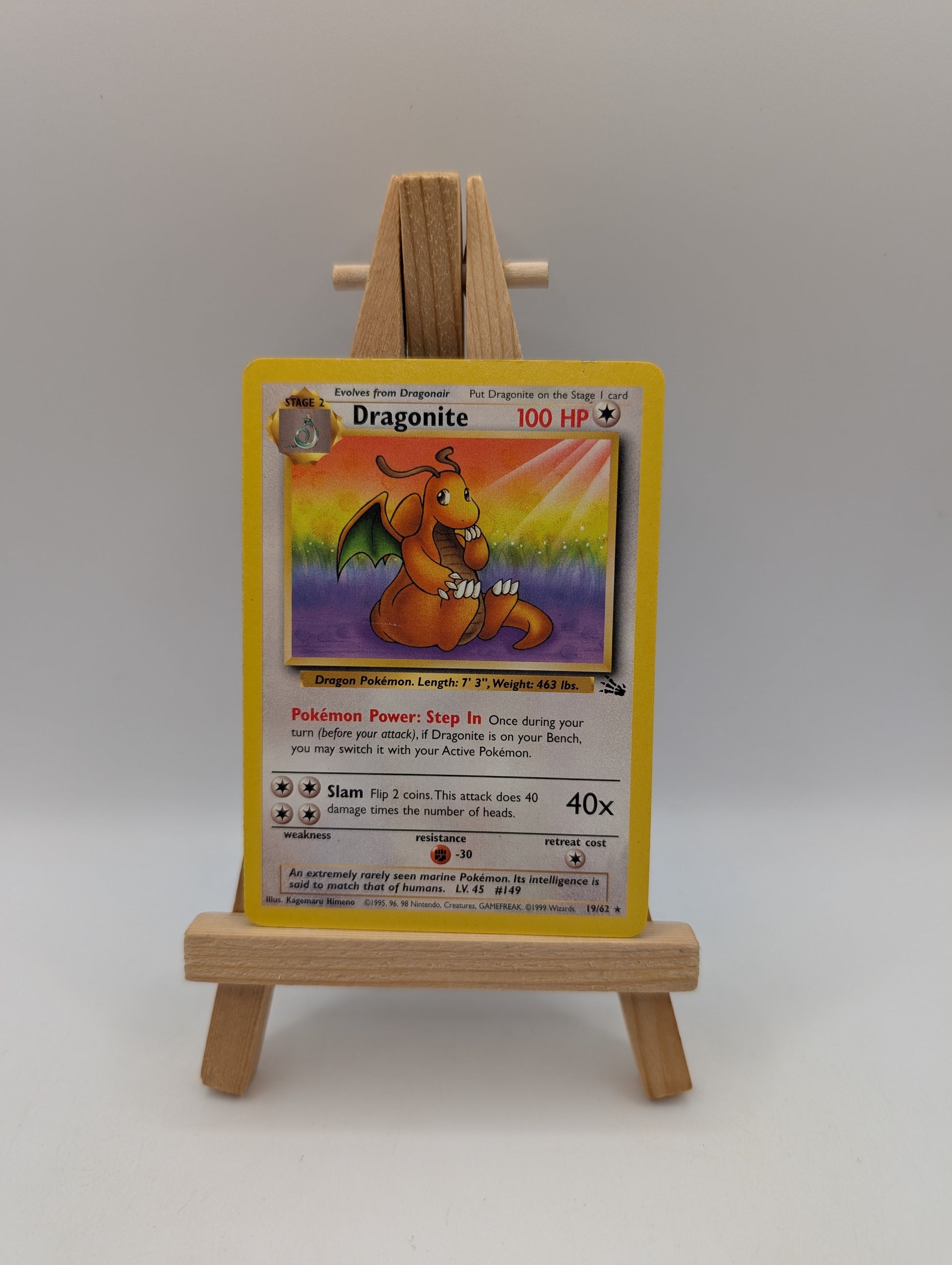 Pokemon 1999 Dragonite Non-Holo Rare 19/62 LP FRENLY BRICKS - Open 7 Days