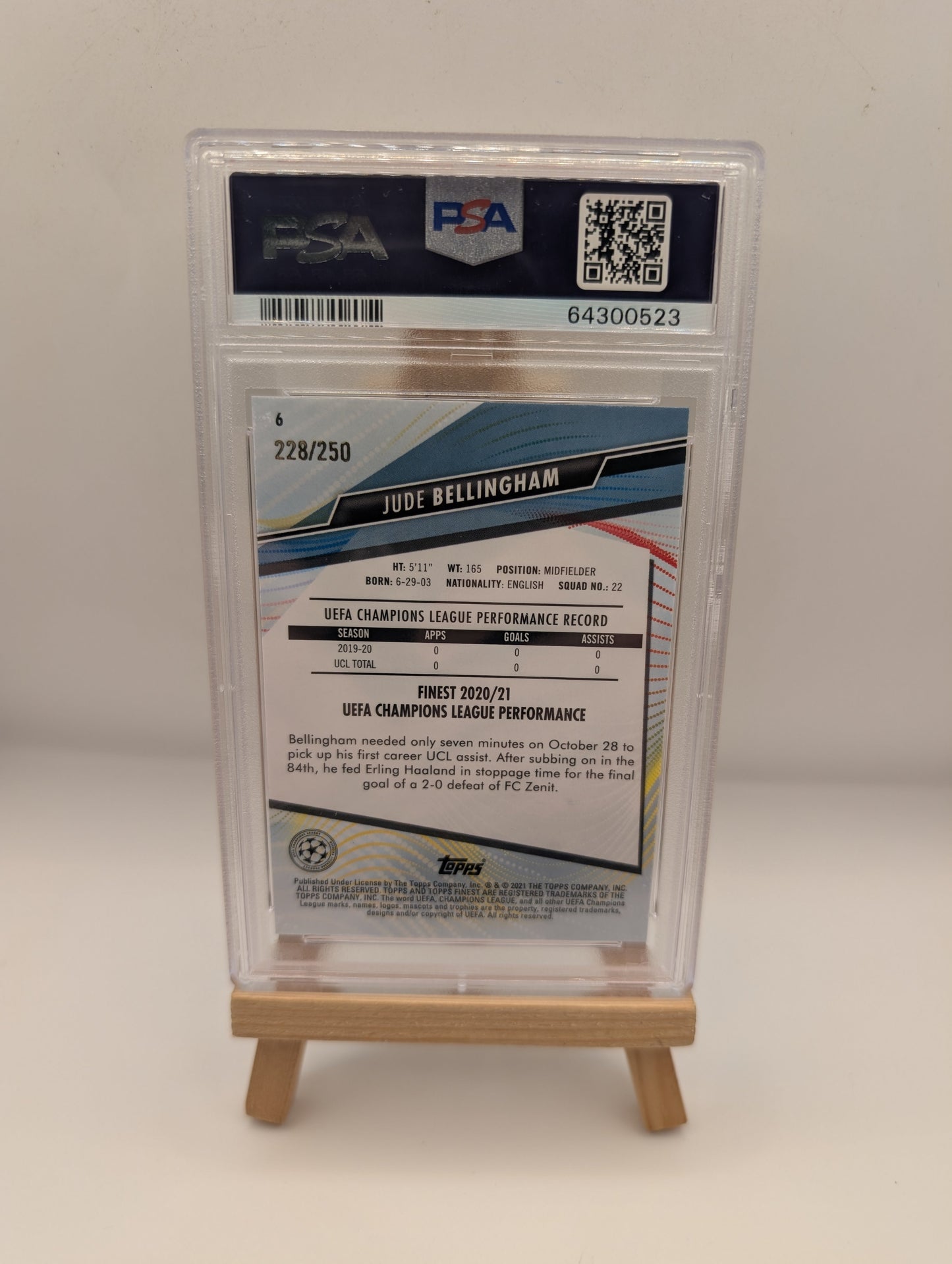 Jude Bellingham 2020 Topps Finest Rookie Card *PURPLE REFRACTOR* /250 PSA 10 FRENLY BRICKS - Open 7 Days