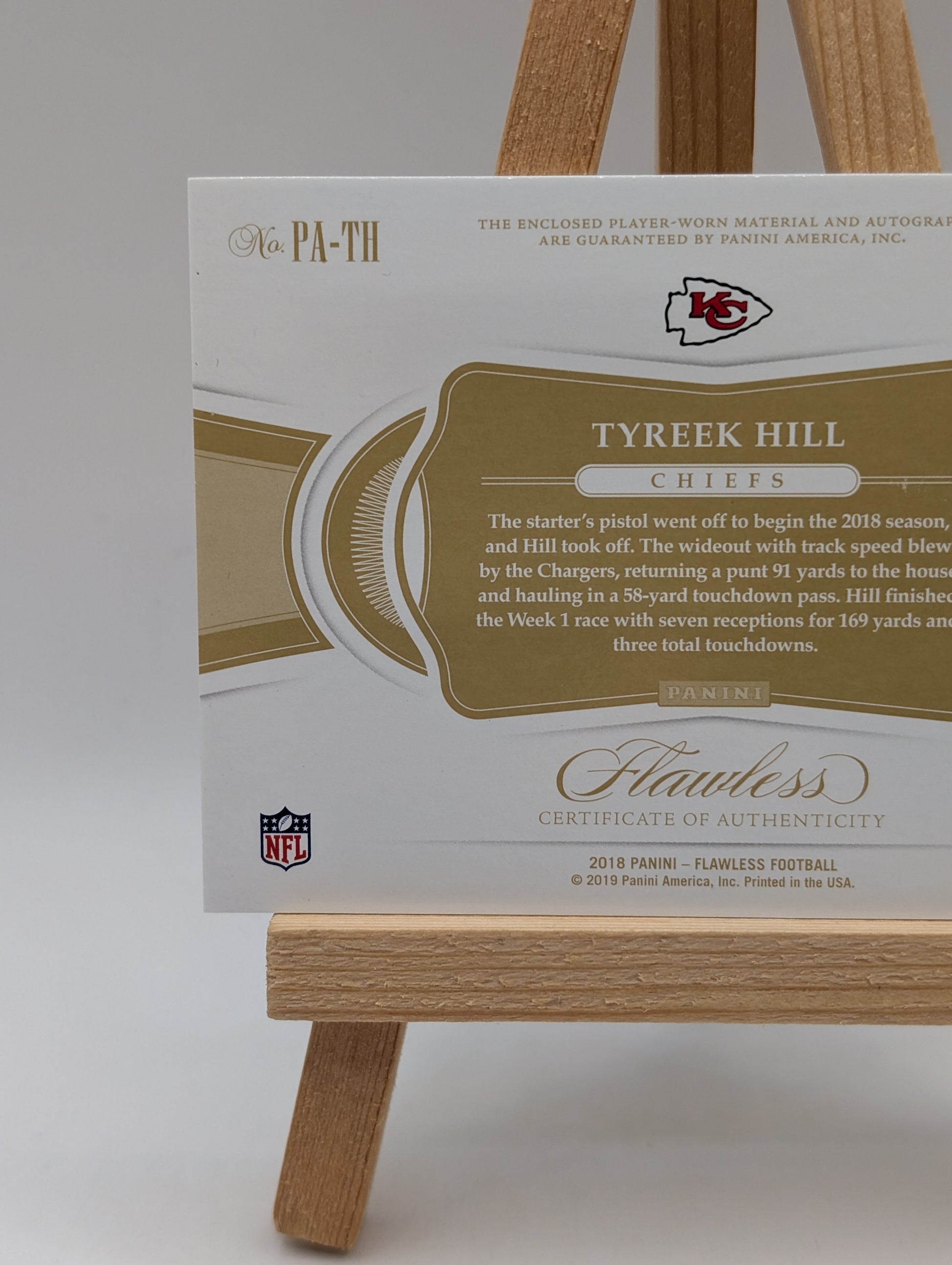 TYREEK HILL 2019 2020 Flawless Ruby Holo  3-Color Patch Auto /15 #PA-TH Chiefs