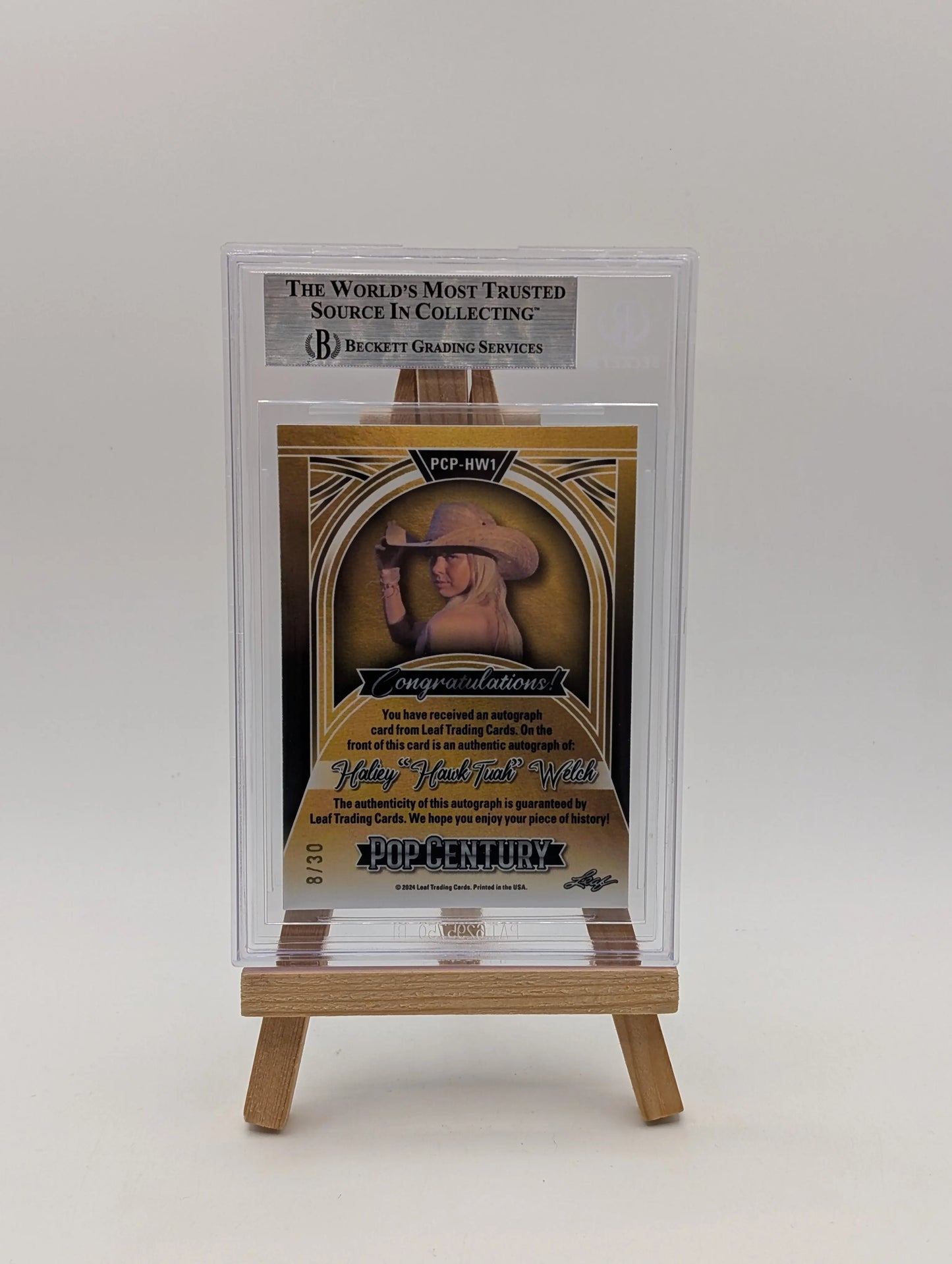 Haliey "Hawk Tuah" Welch 2024 Leaf #HW1 Kaleido Silver /30 Auto BGS 9 FRENLY BRICKS - Open 7 Days