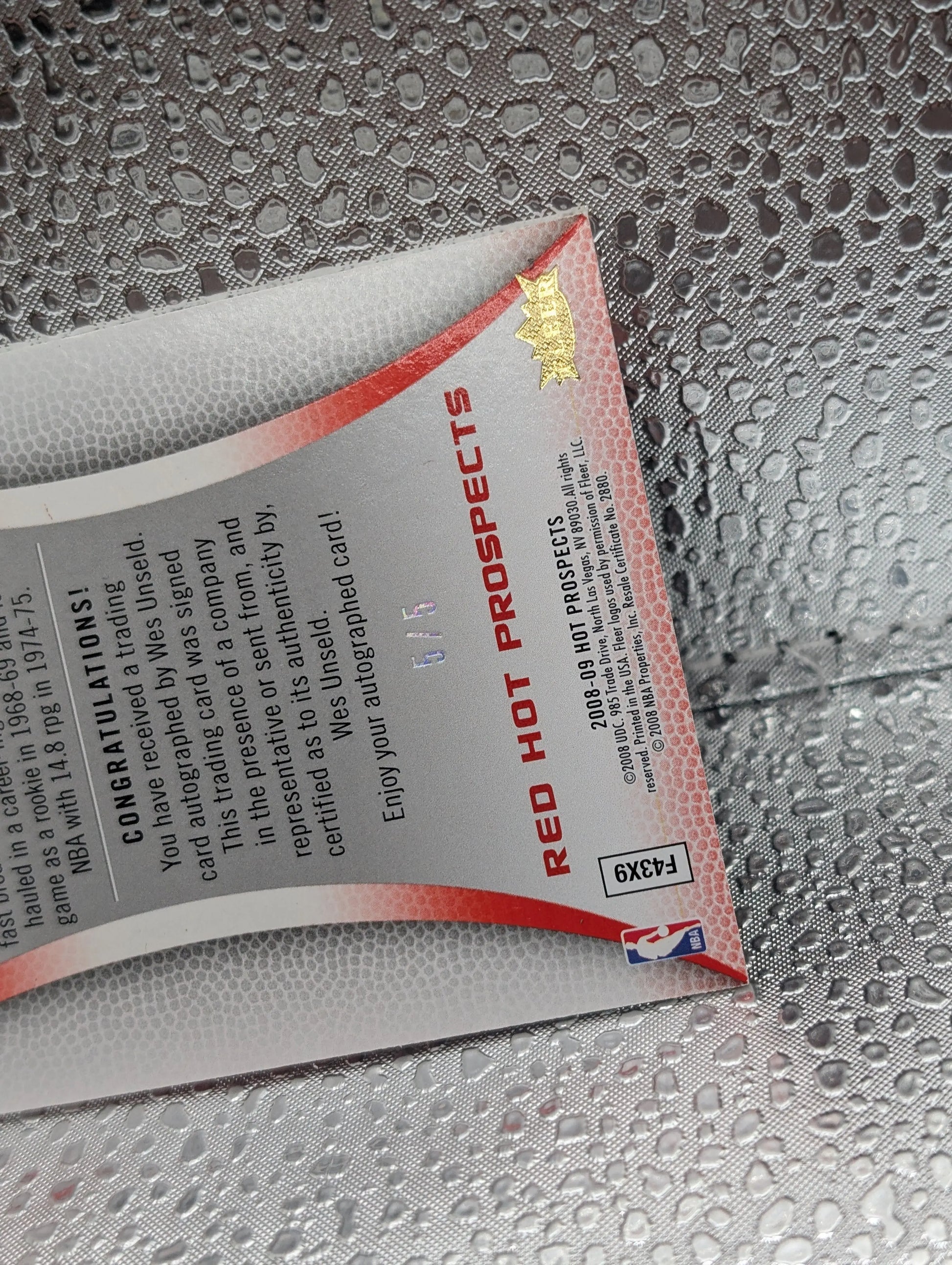 2008-09 Hot Prospects Fleer Wes Unseld Road to Springfield 5/5 Autograph FRENLY BRICKS - Open 7 Days