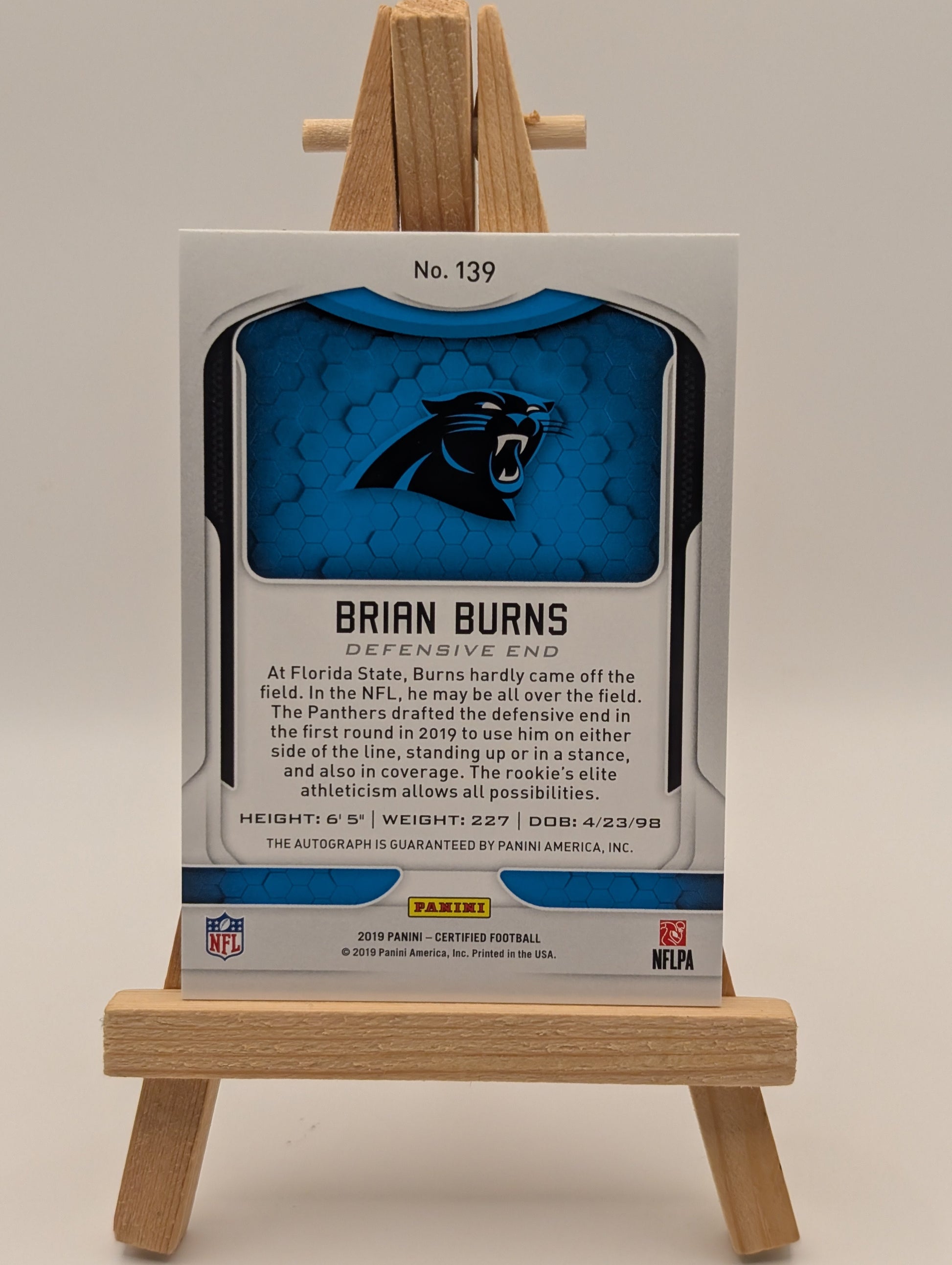 2019 Panini Certified Brian Burns Auto #/25 Rookie Autograph RC #139 Red FRENLY BRICKS - Open 7 Days