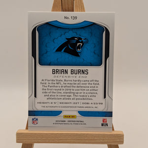 2019 Panini Certified Brian Burns Auto #/25 Rookie Autograph RC #139 Red FRENLY BRICKS - Open 7 Days