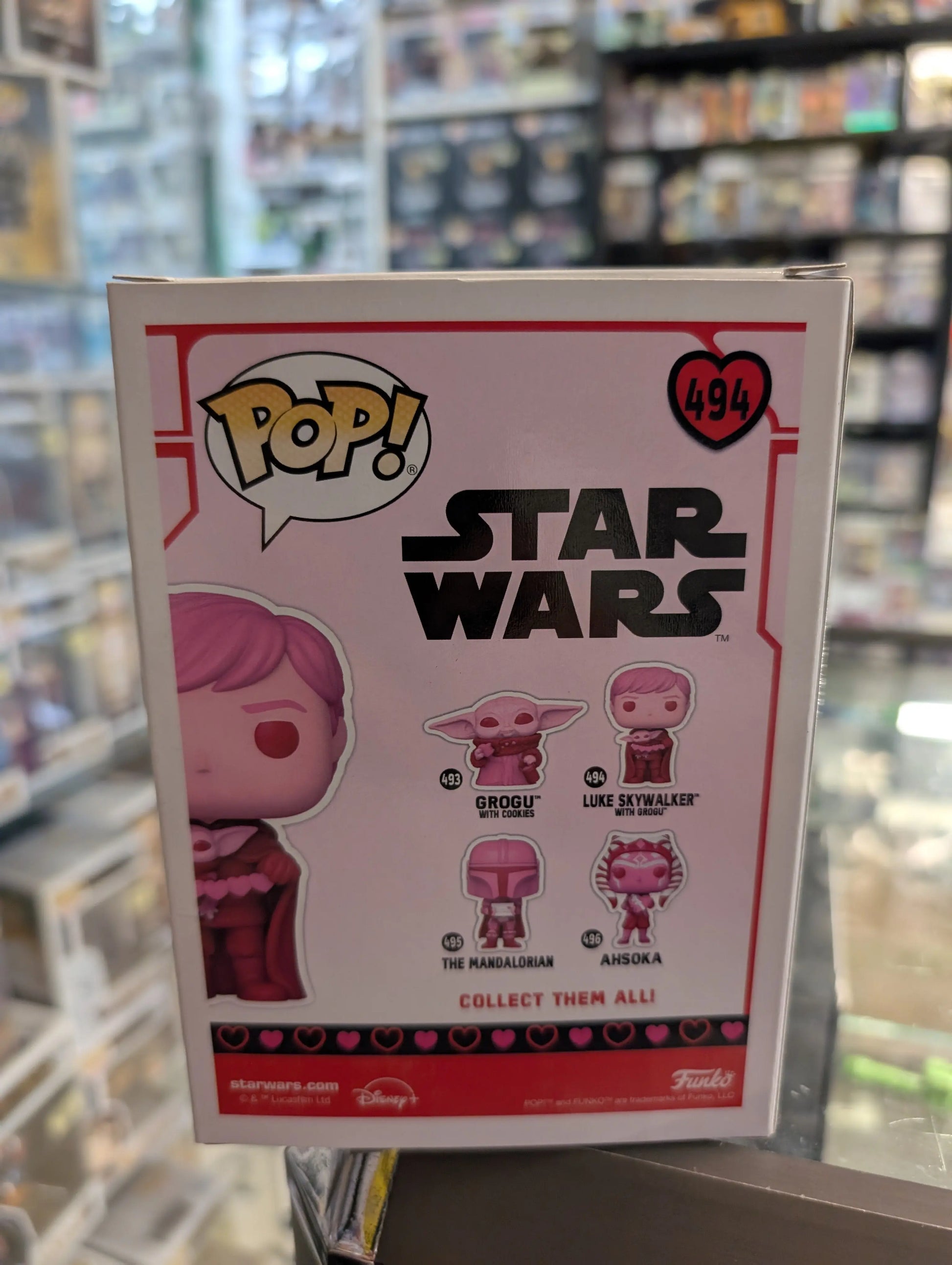 Star Wars Luke Skywalker With Grogu #494 Pop Vinyl Valentines FRENLY BRICKS - Open 7 Days