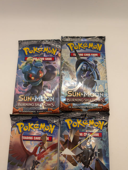 POKEMON TCG BURNING SHADOWS BOOSTER PACKS COMPLETE ART SET 4 SEALED PACKS NEW FRENLY BRICKS - Open 7 Days