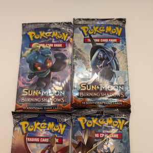 POKEMON TCG BURNING SHADOWS BOOSTER PACKS COMPLETE ART SET 4 SEALED PACKS NEW FRENLY BRICKS - Open 7 Days