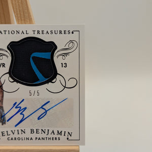 2014 National Treasures Kelvin Benjamin Rookie Patch Auto 5/5 Gloves NFL FRENLY BRICKS - Open 7 Days