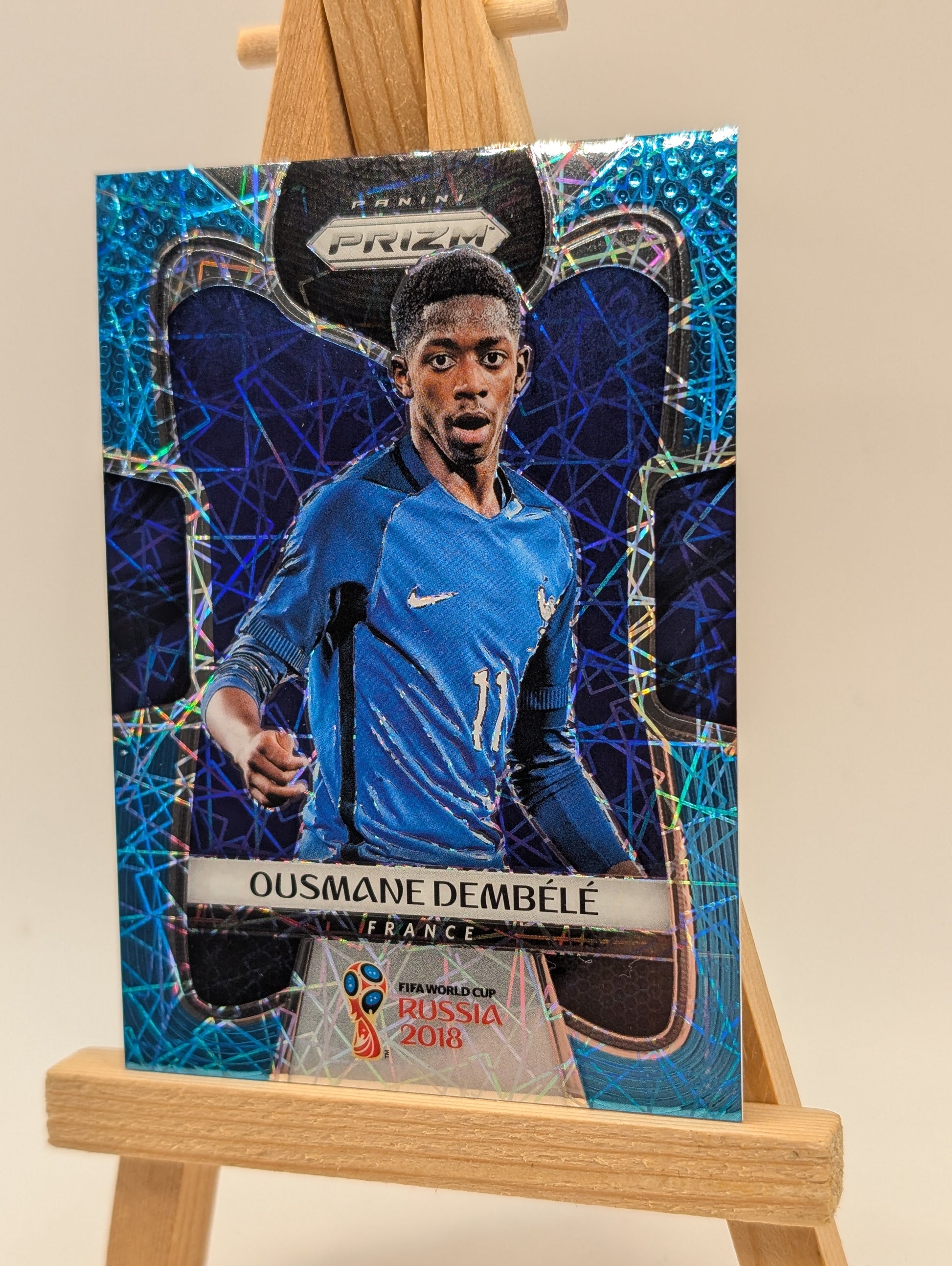 2018 Panini Prizm World Cup #85 Ousmane Dembele Light Blue Lazer #/125 France