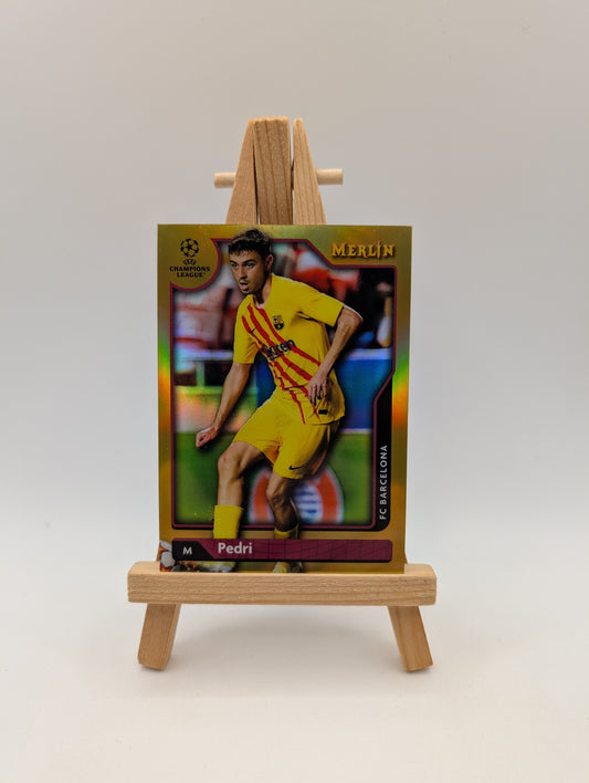 2021-22 Topps Merlin Collection Chrome UCL Gold Refractor /50 Pedri #75