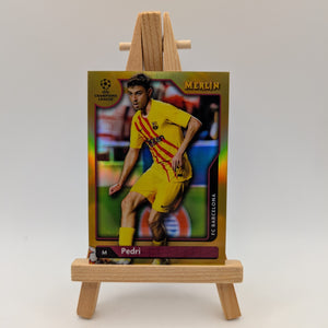 2021-22 Topps Merlin Collection Chrome UCL Gold Refractor /50 Pedri #75