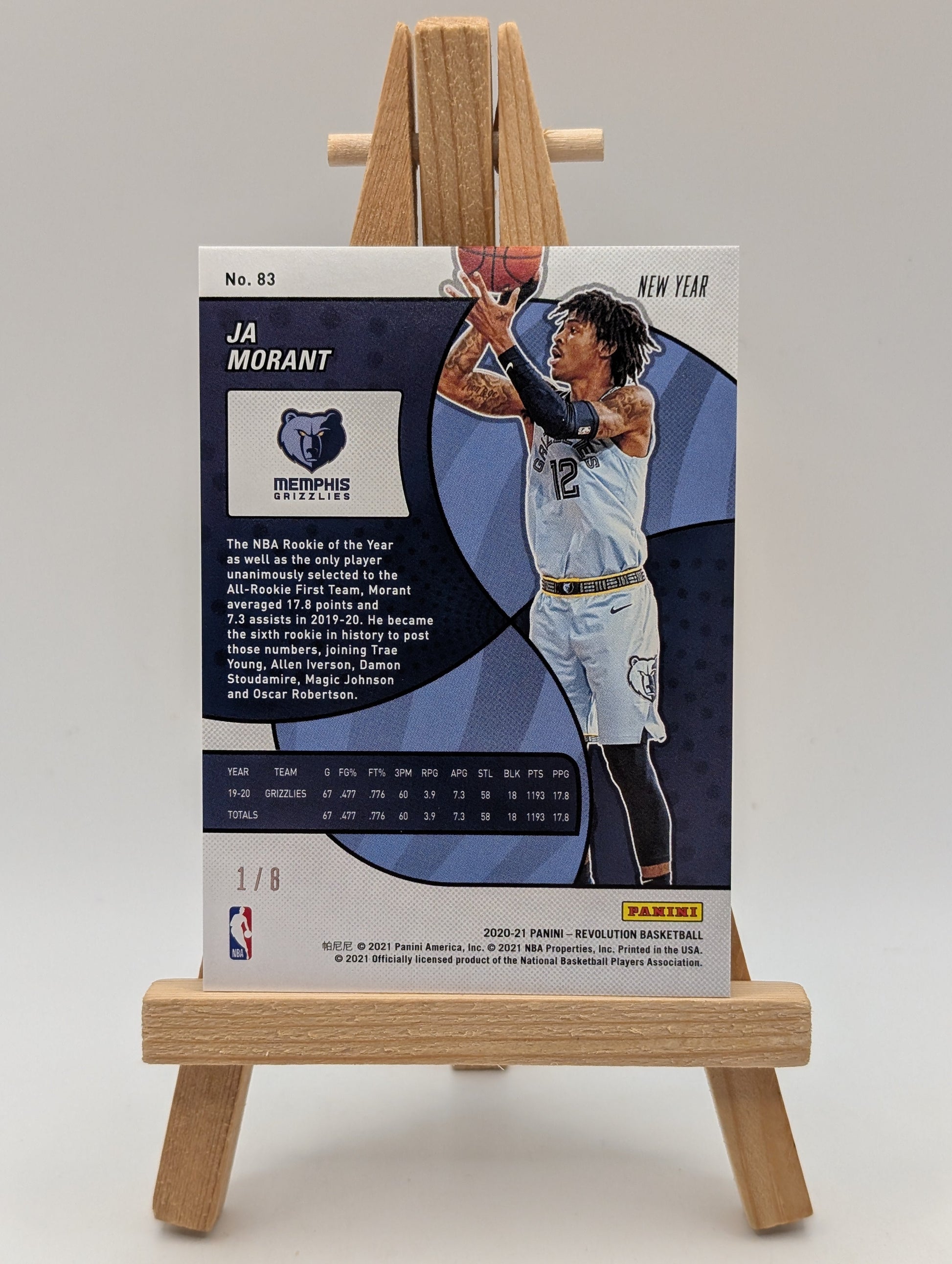 2020-21 Revolution Ja Morant Base No 83 /8 2nd Year FRENLY BRICKS - Open 7 Days