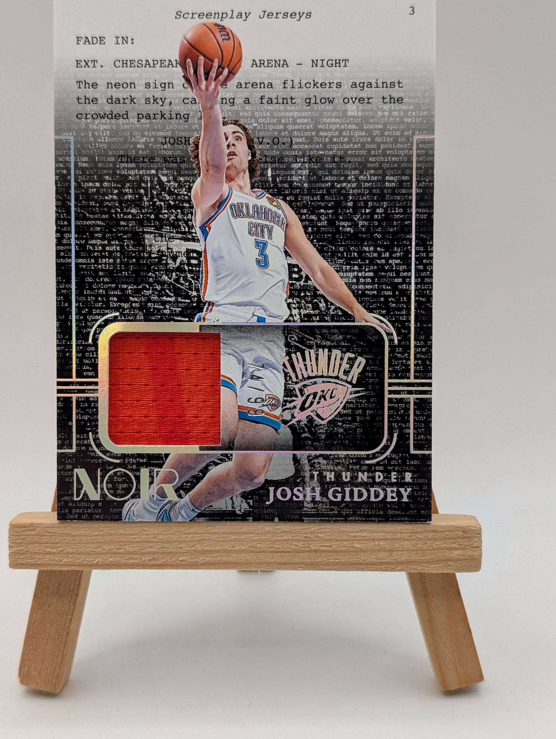 2023 Noir Screen Play Jerseys Josh Giddey Game Worn Patch /99