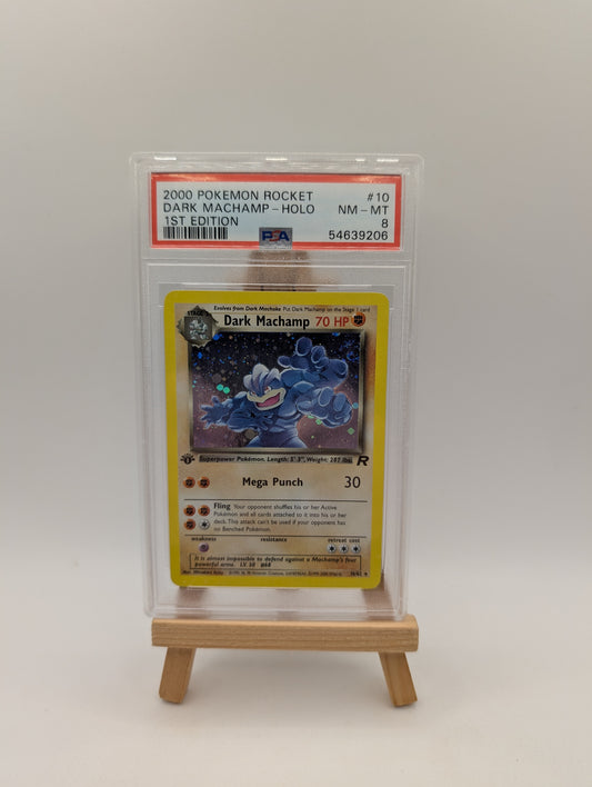 2000 POKEMON TEAM ROCKET Card DARK MACHAMP -HOLO 10/82  1ST EDITION  PSA 8
