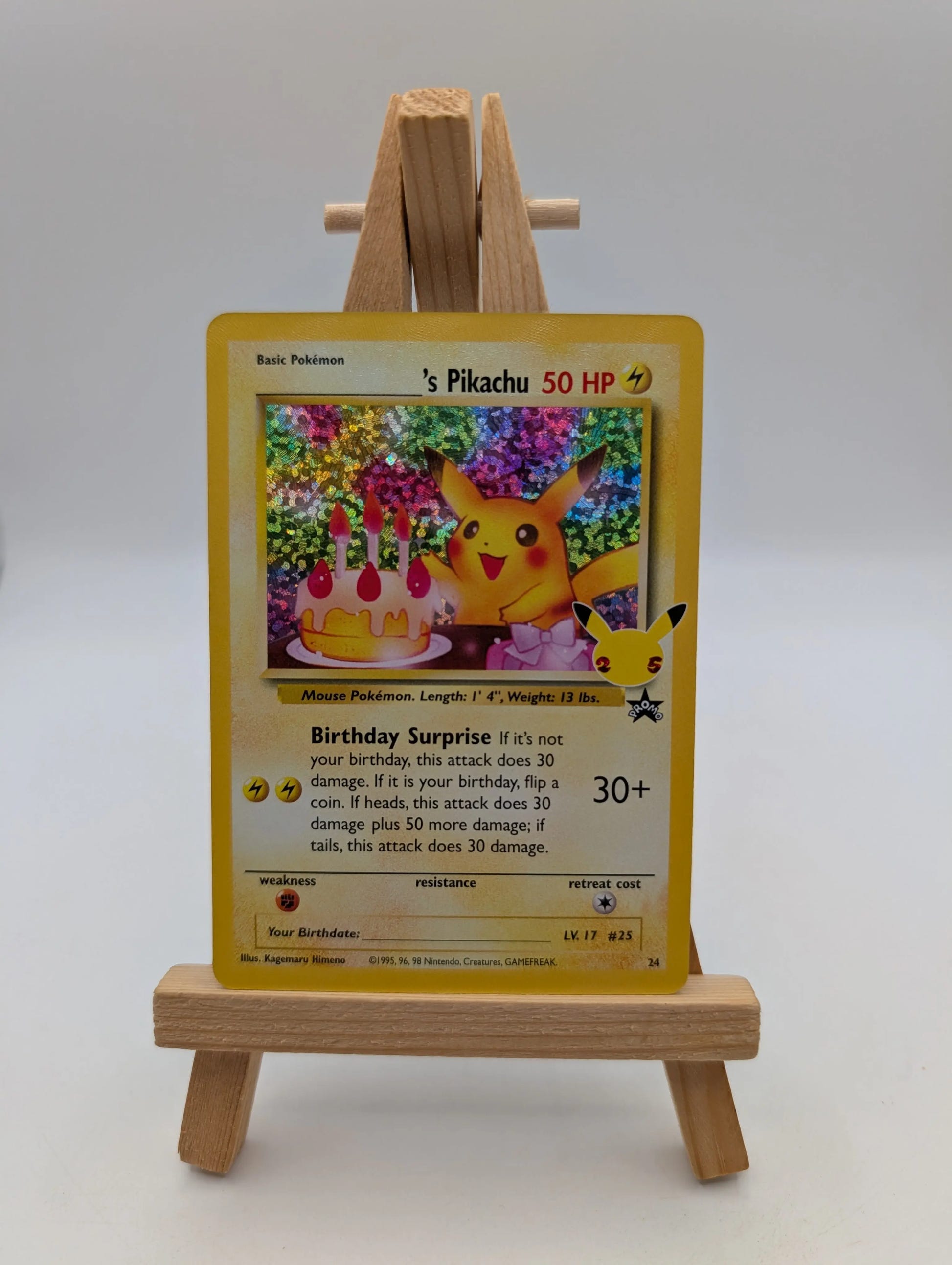 Pokemon Card Birthday Pikachu #24 Celebrations Classic Collection 25th Promo FRENLY BRICKS - Open 7 Days image 2