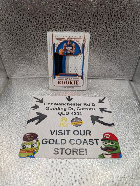 JETT HOWARD 2023-24 NATIONAL TREASURES #161 ROOKIE 4-COLOR PATCH ORANGE /75 RC FRENLY BRICKS - Open 7 Days