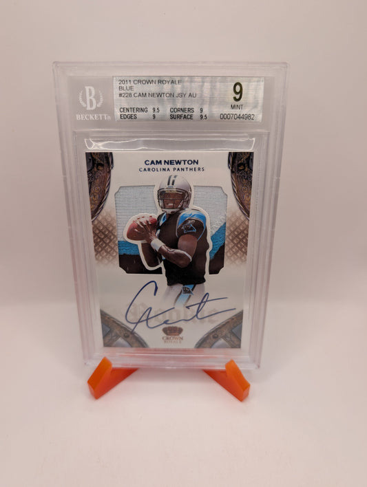 2011 Crown Royale Cam Newton Blue 3 Color Jersey Auto /50 BGS 9 FRENLY BRICKS - Open 7 Days