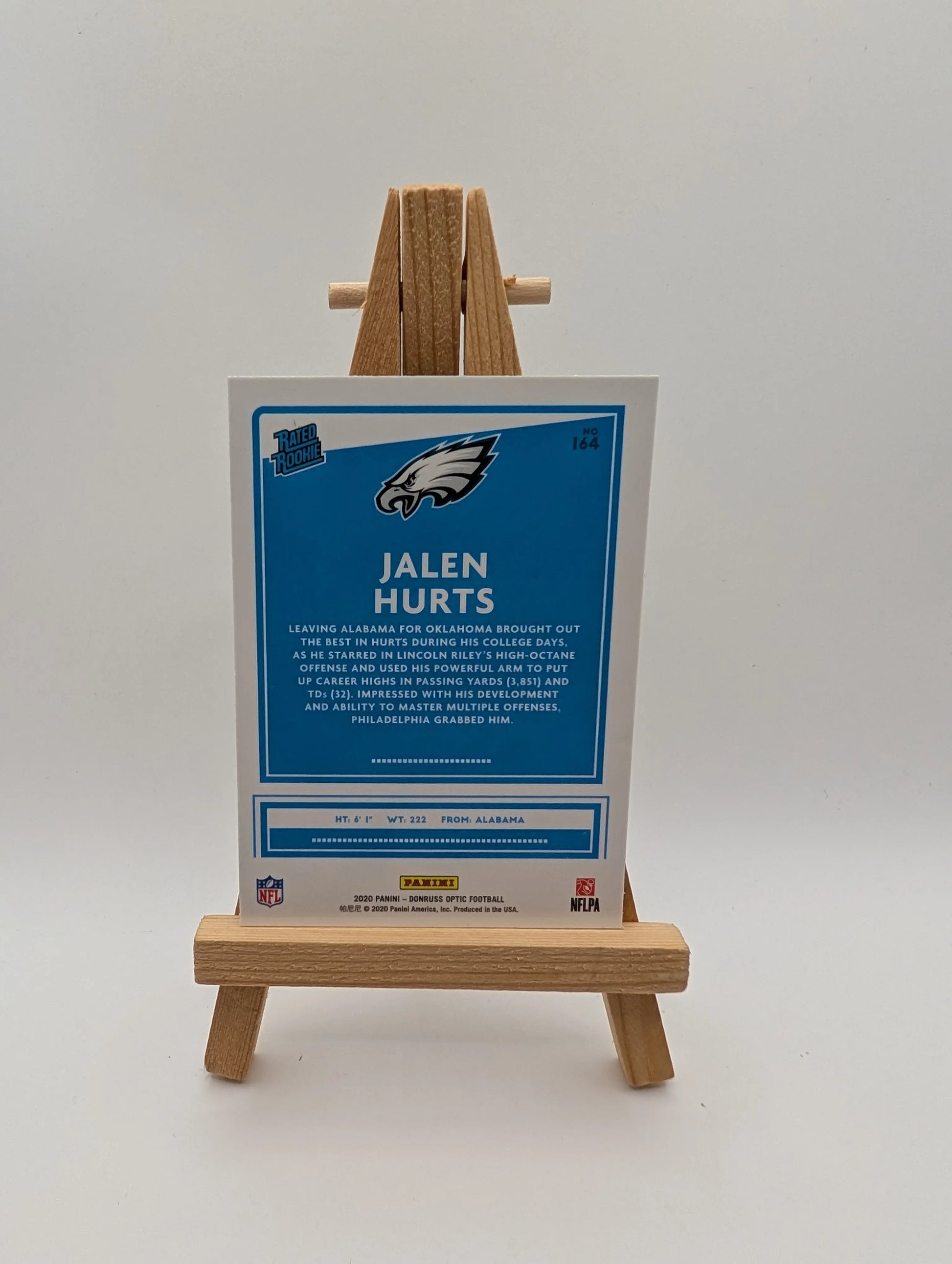 JALEN HURTS 2020 Panini Donruss Optic #164 Rated Rookie Base RC Eagles FRENLY BRICKS - Open 7 Days