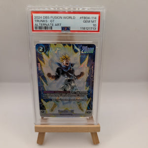 Dragon Ball Super Trunks: GT Fusion World FB04-114 Alternate Art SR Foil PSA 10 #FB04-11 FRENLY BRICKS - Open 7 Days