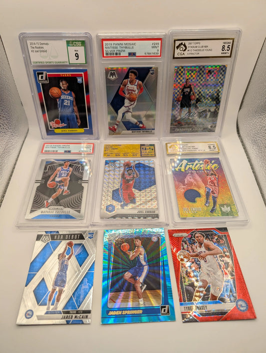 Philadelphia 76ers NBA Basketball Card Lot, Rookies, Patch, Auto, Joel Embiid FRENLY BRICKS - Open 7 Days