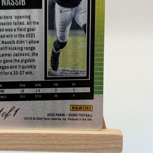 2022 Panini Score Football Carl Nassib 1/1 Raiders NFL Gridiron Card FRENLY BRICKS - Open 7 Days