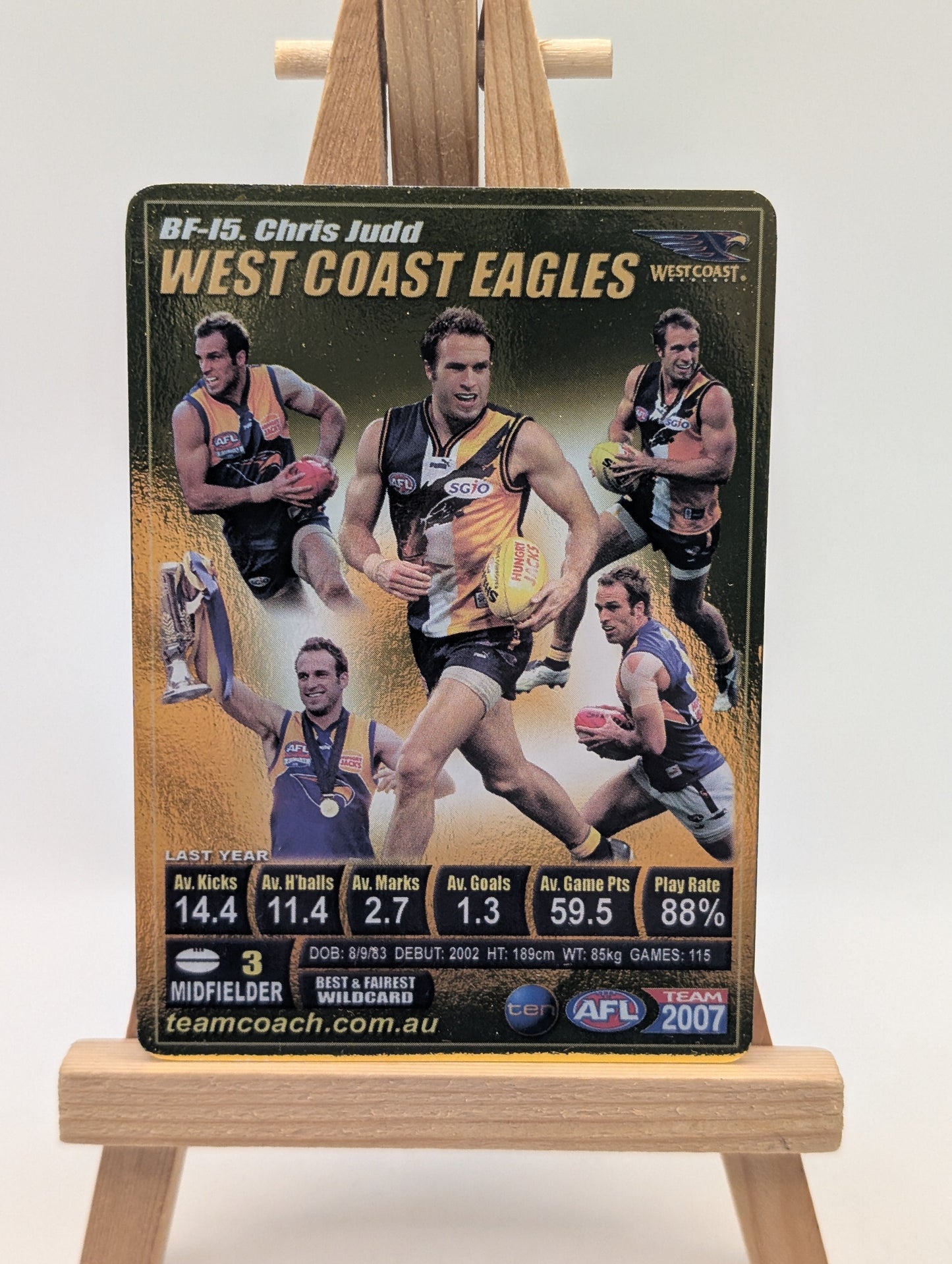 2007 AFL Teamcoach Trading Card GOLD Best & Fairest BF15 Chris Judd FRENLY BRICKS - Open 7 Days