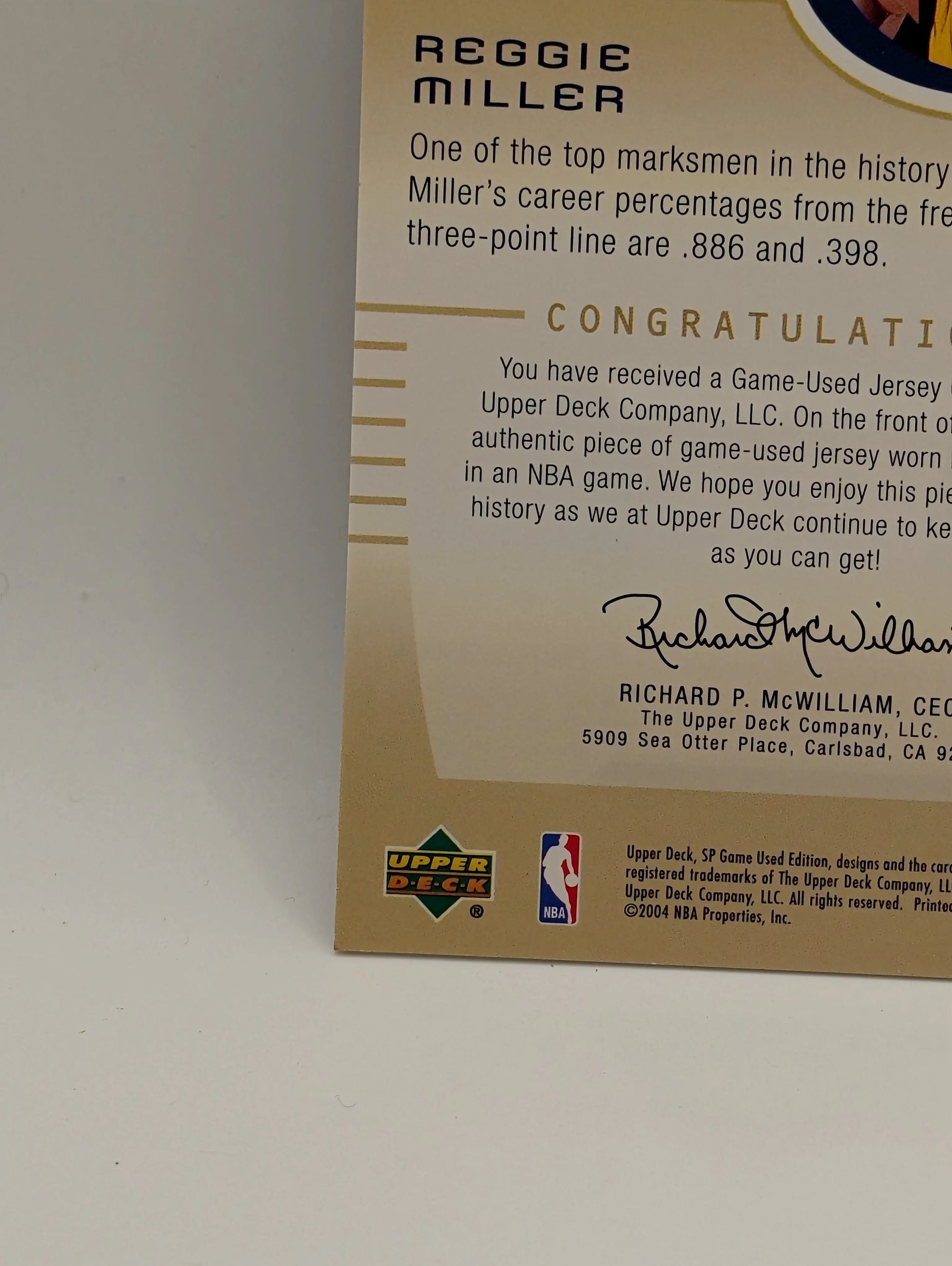 2004-05 SP Game Used Edition Basketball Authentic Fabrics Reggie Miller #AF-RM FRENLY BRICKS - Open 7 Days