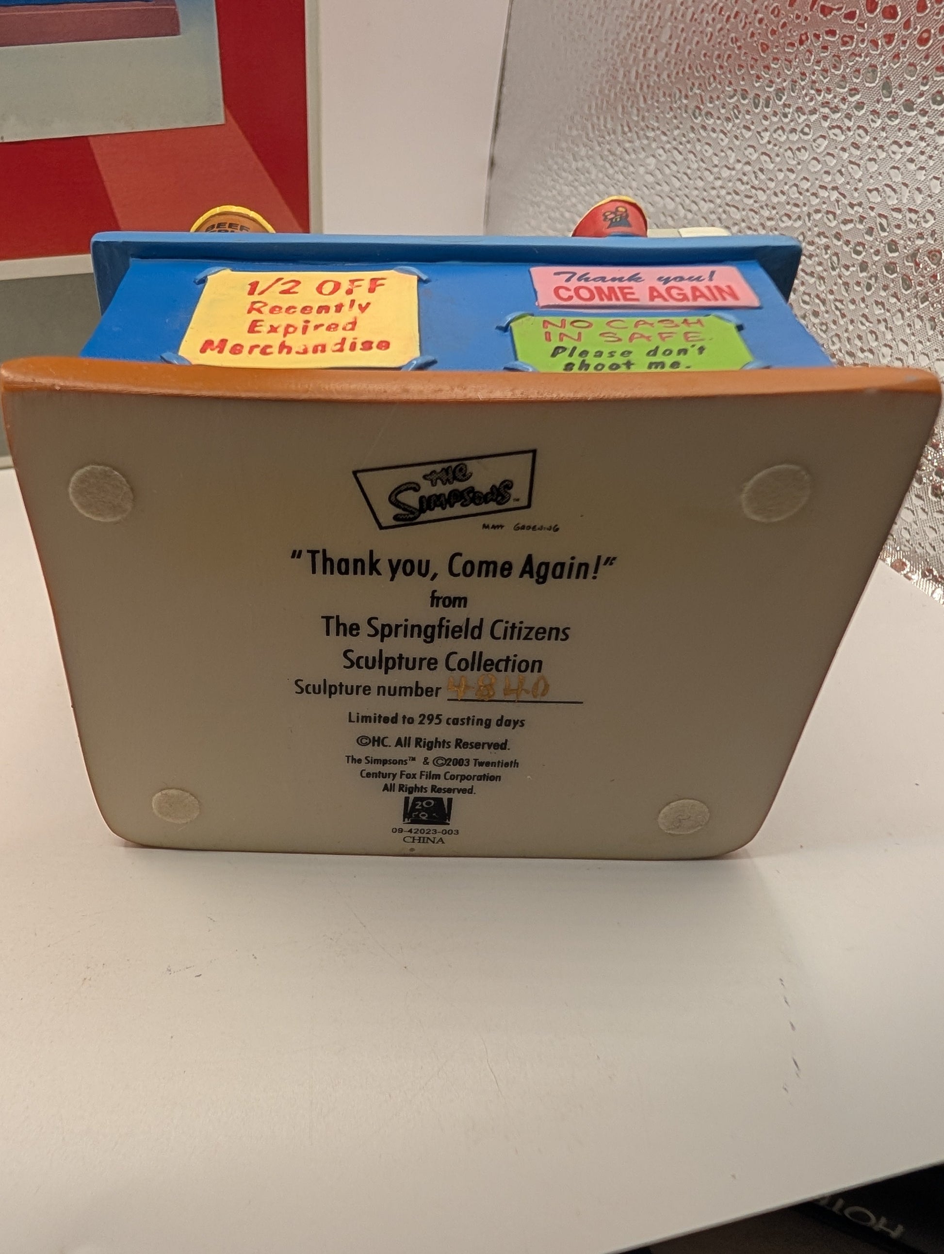 The Springfield Citizens Sculpture Collection “ Thank You, Come Again!” APU with box FRENLY BRICKS - Open 7 Days