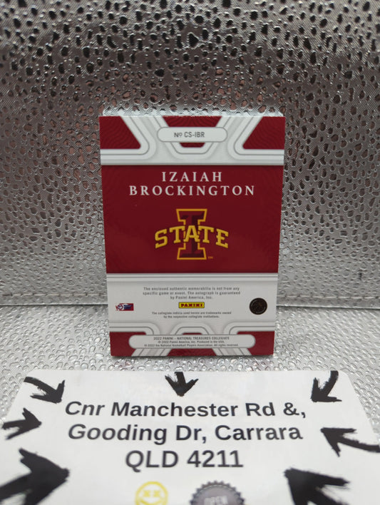 2022 Panini National Treasures - Isaiah Brockington - Iowa State ON CARD AUTO PATCH FRENLY BRICKS - Open 7 Days