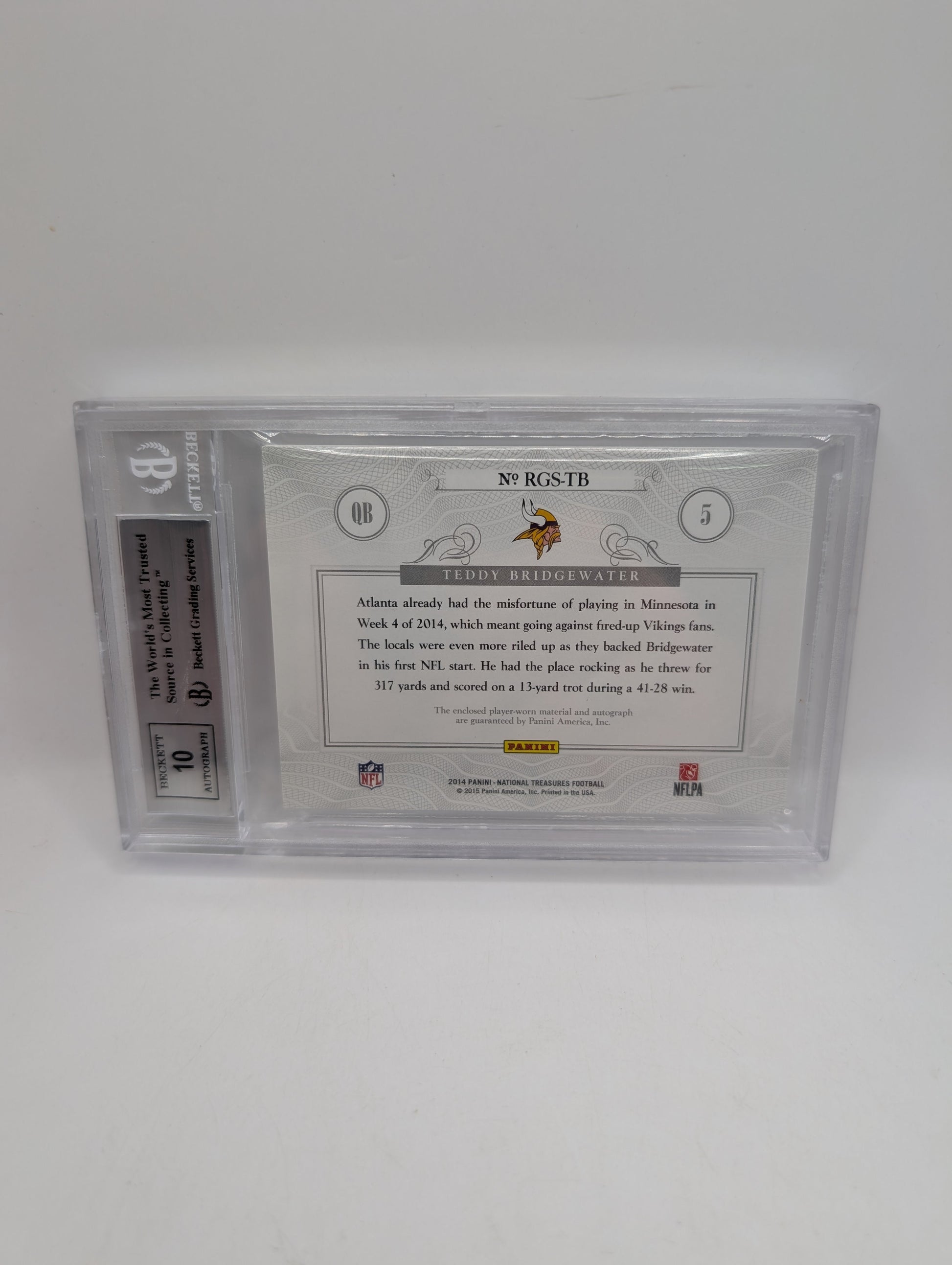 2014 National Treasures Teddy Bridgewater RPA RC NFL Gear Dual Materials /99 BGS 9 FRENLY BRICKS - Open 7 Days