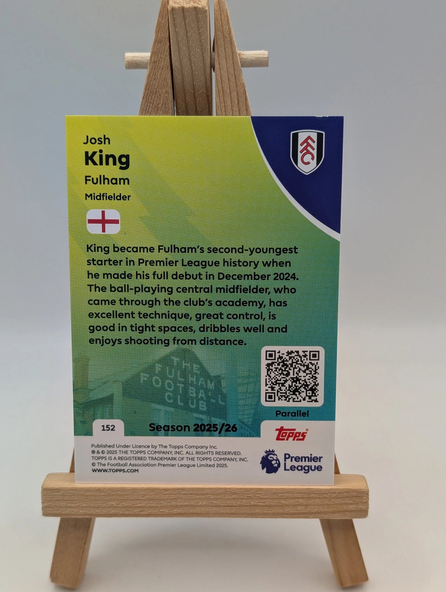 2025-26 Topps Premier League Josh King Rookie Card Gold /50 FRENLY BRICKS - Open 7 Days